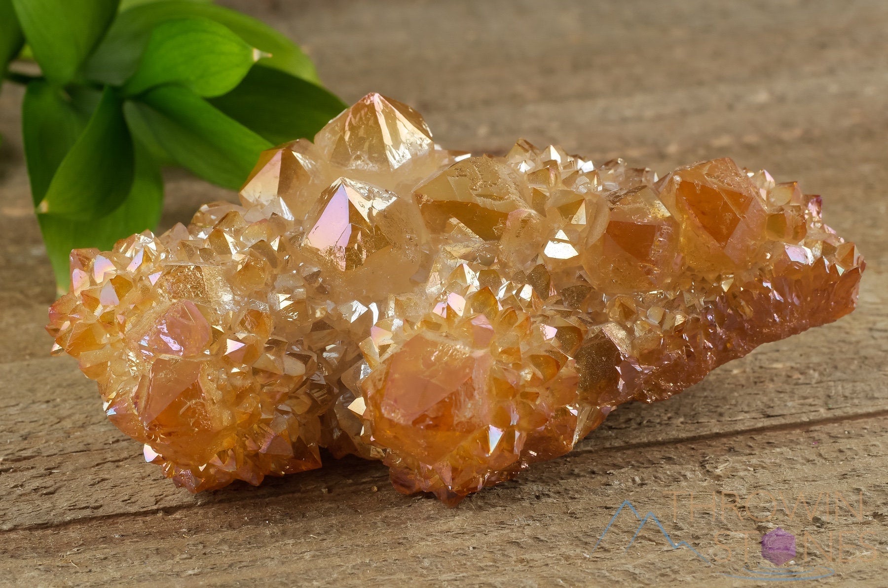 Orange Tangerine Aura Quartz Crystal Cluster - Rainbow Spirit Quartz Healing Stone | Natural Crystal Decor for Home, Office & Meditation (R0507) | Perfect for Reiki, Feng Shui & Spiritual Healing