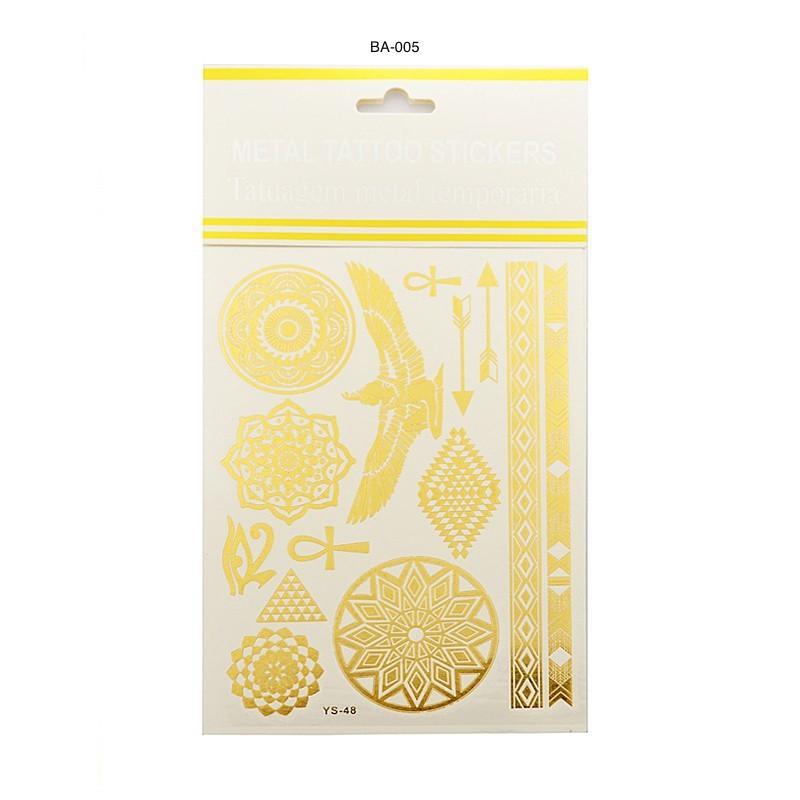 Metallic Temporary Tattoos for Women & Men - Shimmering Body Art Stickers for Parties, Festivals & Cosplay - Waterproof & Long Lasting