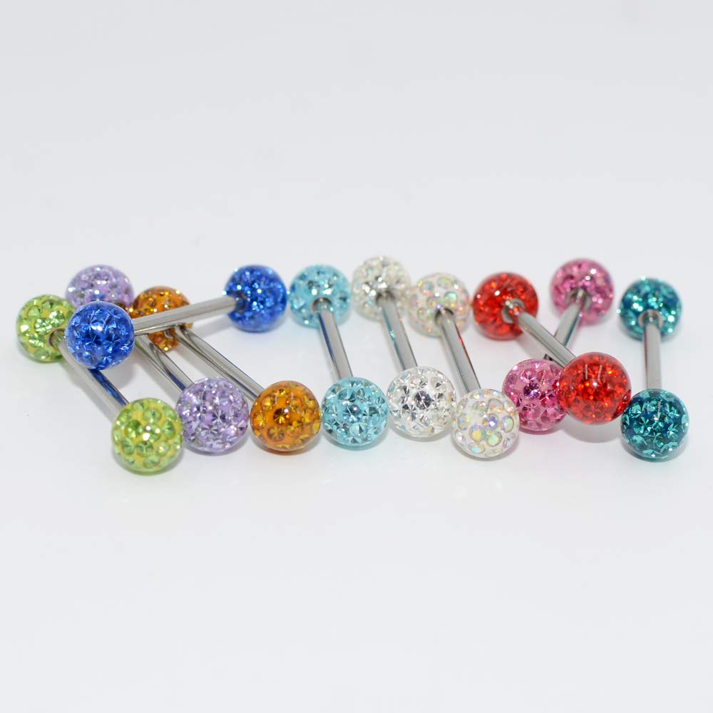 Titanium Tongue Ring Piercing with Crystal Ball - for Safe & Stylish Oral Jewelry