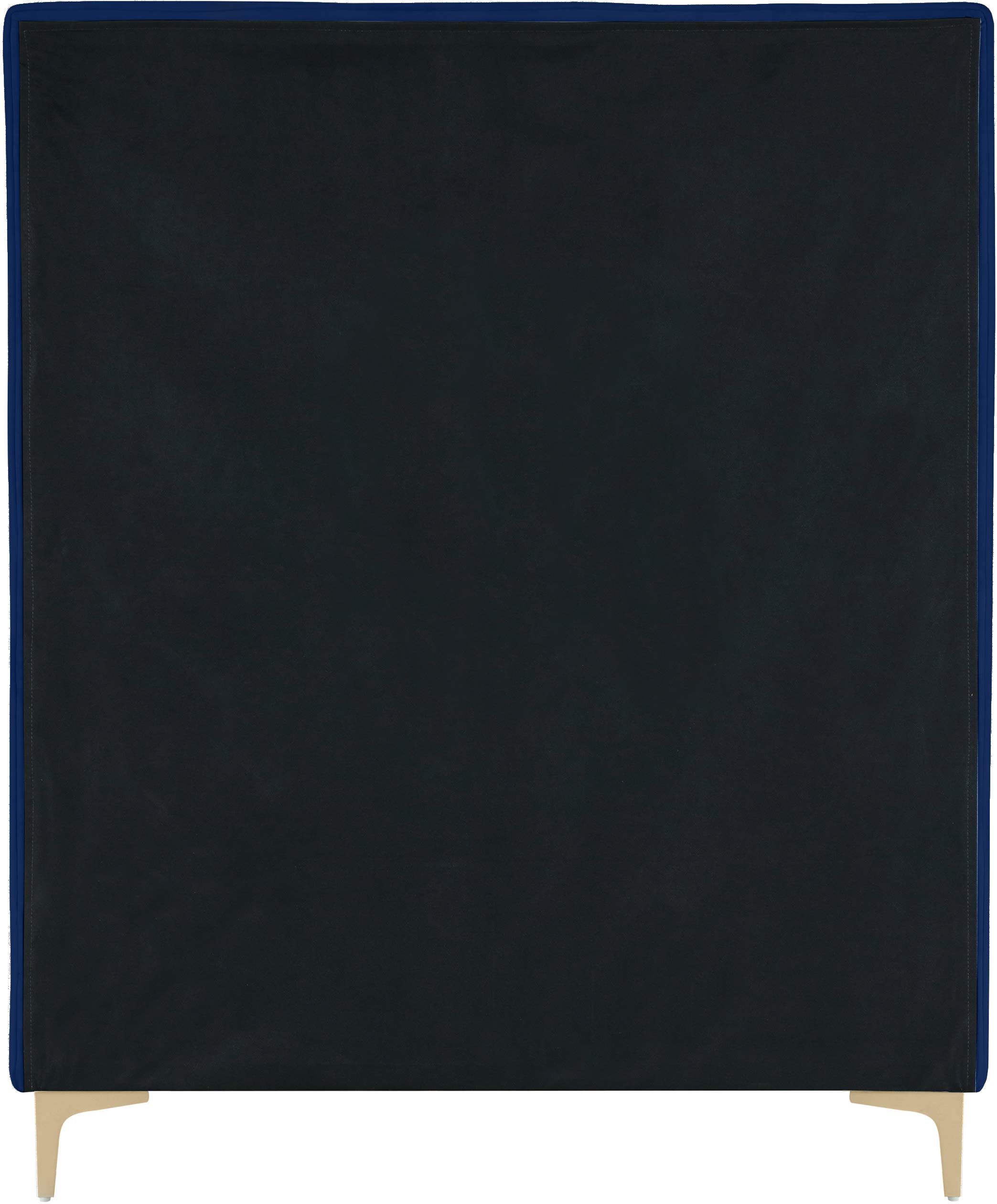 Modern Velvet Upholstered Twin Bed with Gold/Chrome Finish - Navy Blue Geri Collection by Meridian Furniture | Luxury Bedroom Decor for Contemporary Homes & Guest Rooms