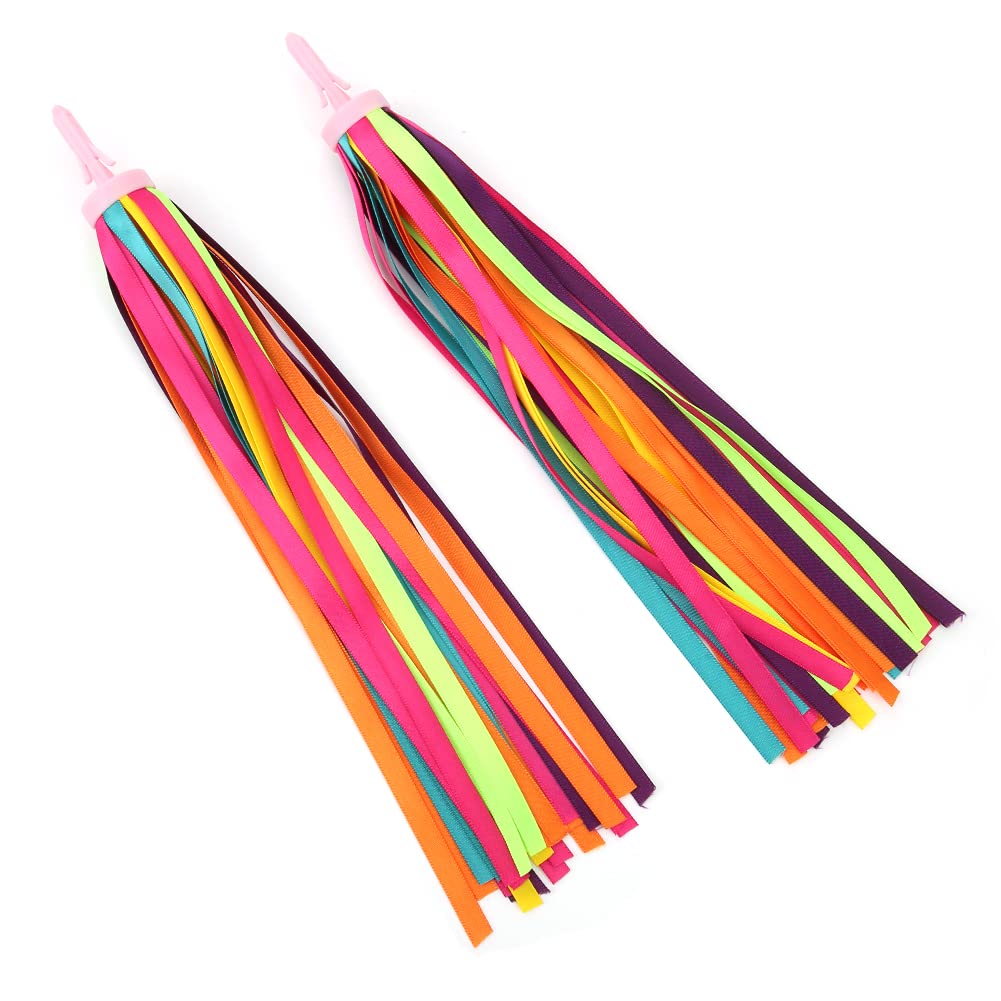 SMICH Bike Handlebar Tassels - Colorful Durable Plastic Polyester Streamers for Bicycle Decorations | Perfect for Kids Bikes, Birthday Gifts & Festival Celebrations