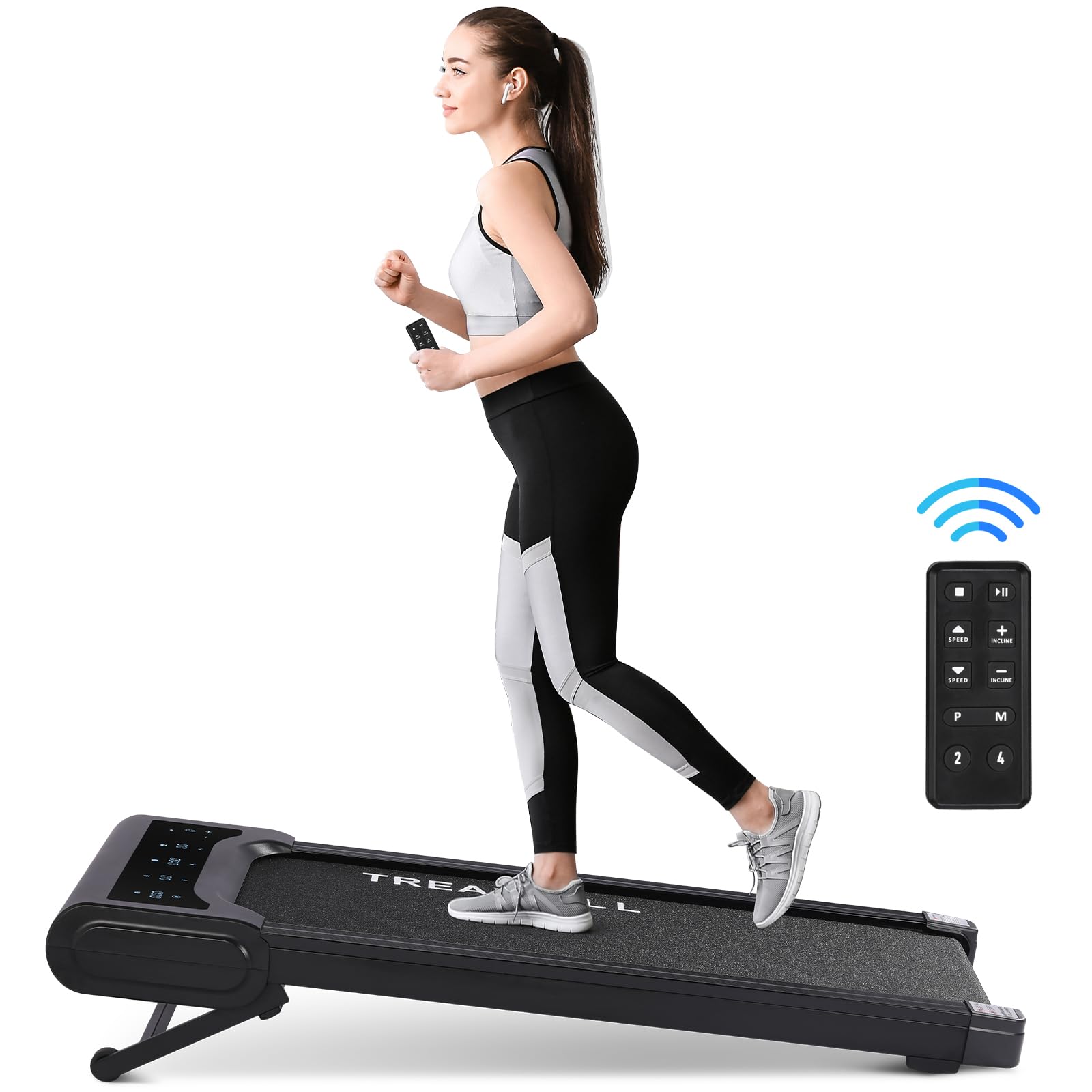 GARVEE 2 in 1 Portable Walking Treadmill for Home & Office - 2.5HP Ultra Quiet Folding Treadmill with Remote Control, LED Display & 16.5