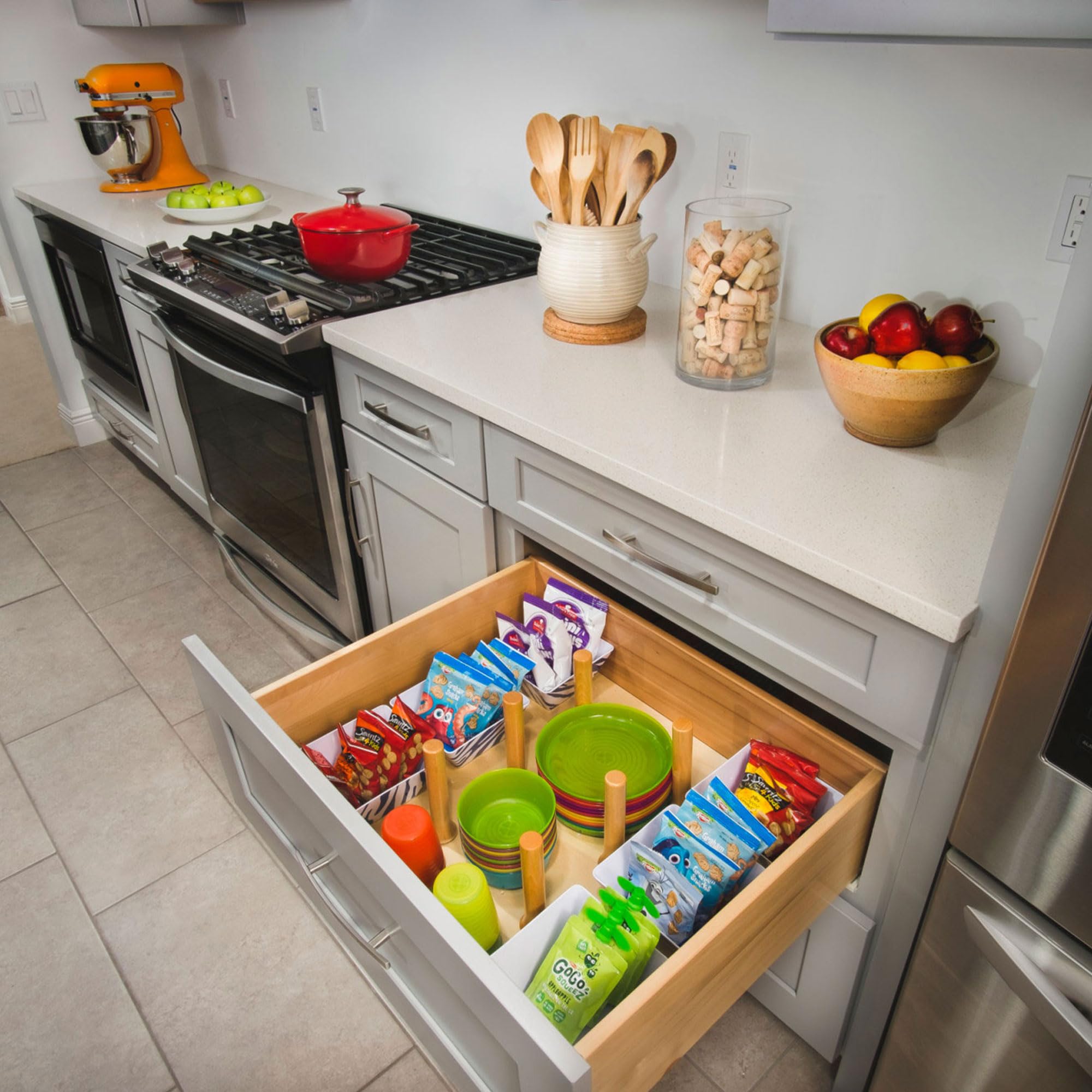 Rev-A-Shelf Adjustable Pegboard Drawer Organizer - Customizable Kitchen Cabinet Storage for Utensils, Pots & Dishes - 24