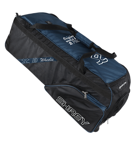 Shrey PRO Wheelie Cricket Kit Bag - Black & Blue | Durable Cricket Equipment for Travel & Practice | Perfect for Matches, Training & Sports Gear Storage