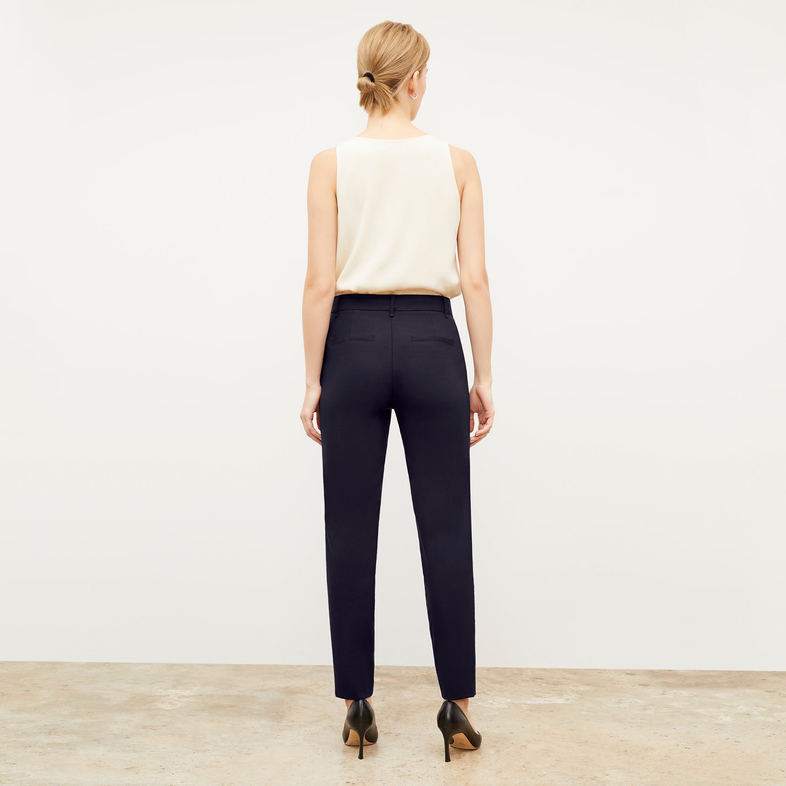 Premium Washable Wool Twill Mejia Pants - Dark Navy | Comfortable & Durable Office Wear & Travel Essentials