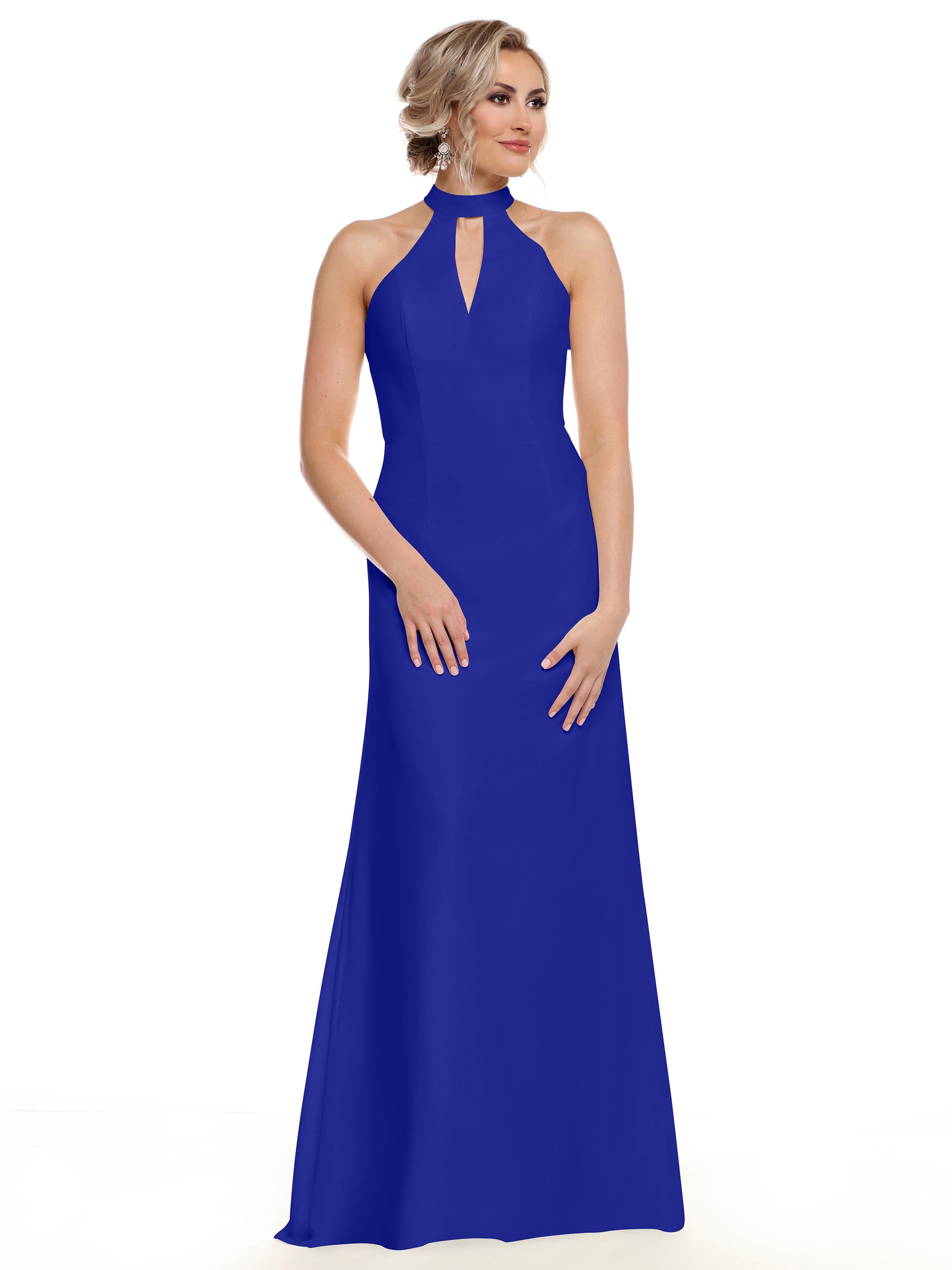 Elegant 80138 Chiffon A-Line Bridesmaid Dress with Keyhole Halter Neckline - Perfect for Weddings, Formal Events & Special Occasions
