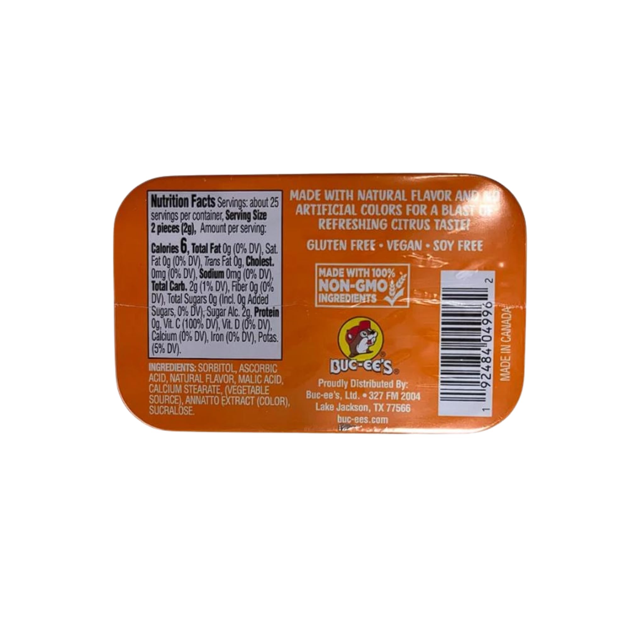 Buc-ee's Sugar Free & Gluten Free Orange Sours Mints - 50 Count Pack | Fresh Breath Solution for Travel, Work & After Meals
