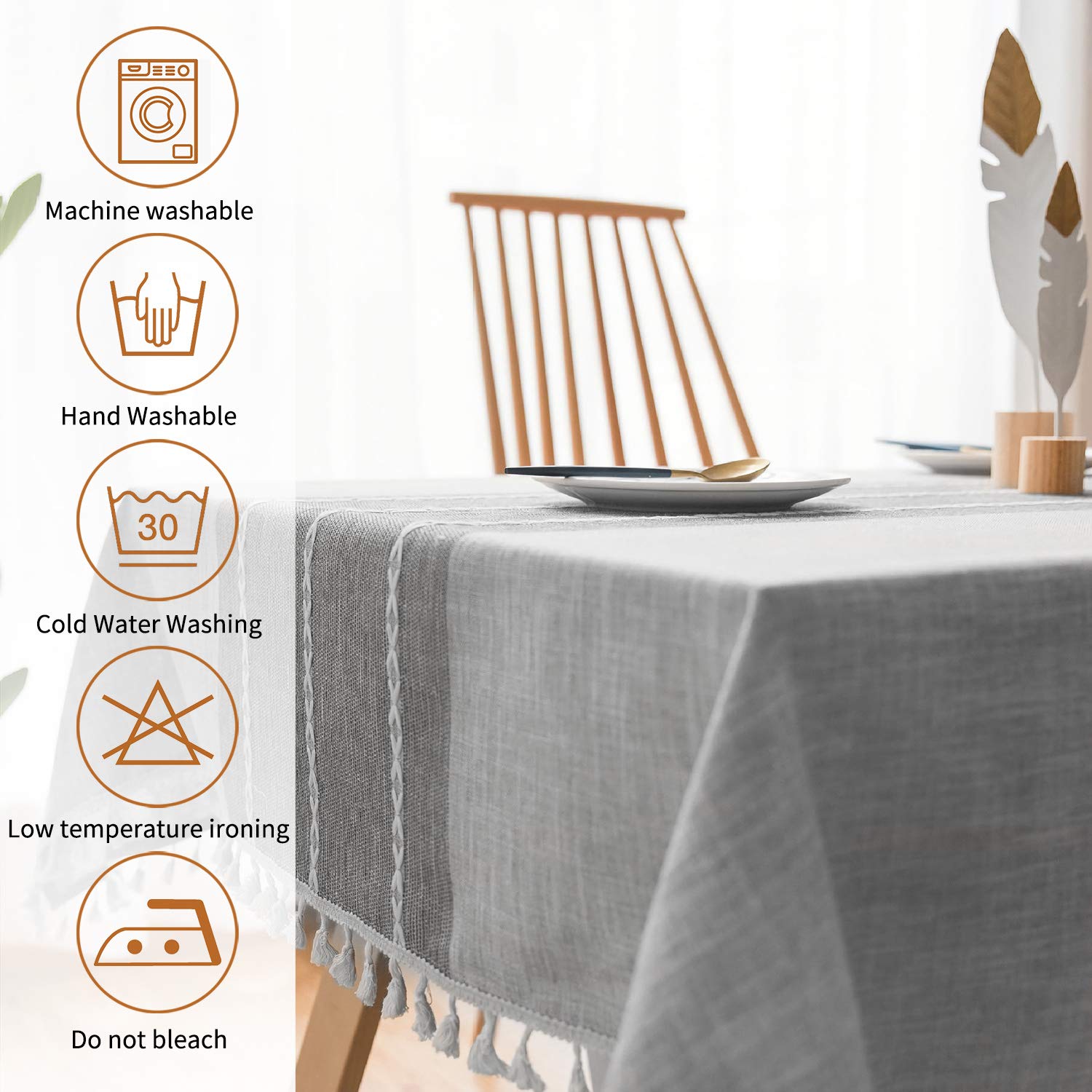 VECELO Spill-Proof Washable Polyester Tablecloth - 55