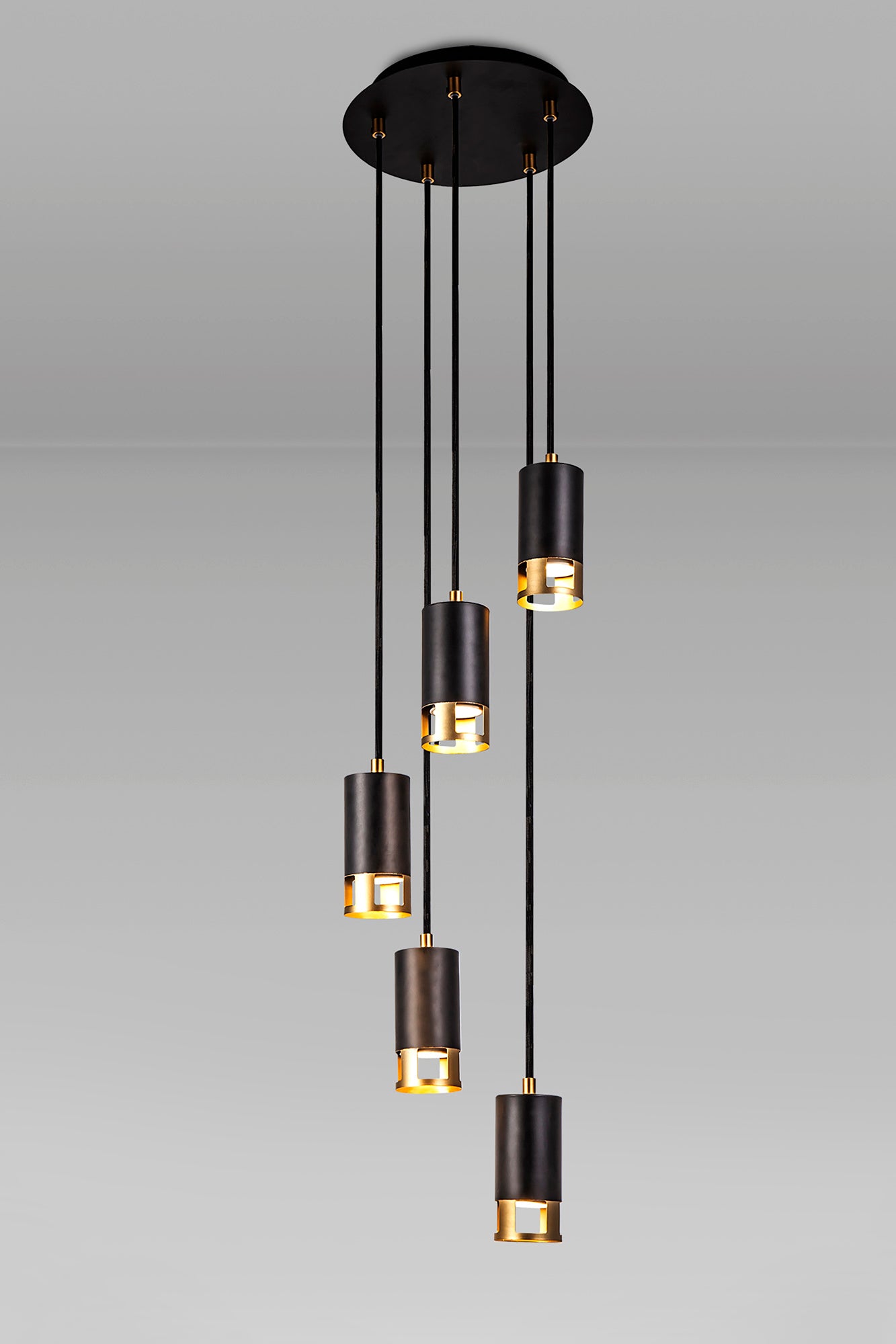 Almera 3L/5L Round Cluster Ceiling Light Fixture with GU10 Socket in Black & Gold Finish - Perfect for Living Room, Bedroom, and Dining Room Lighting