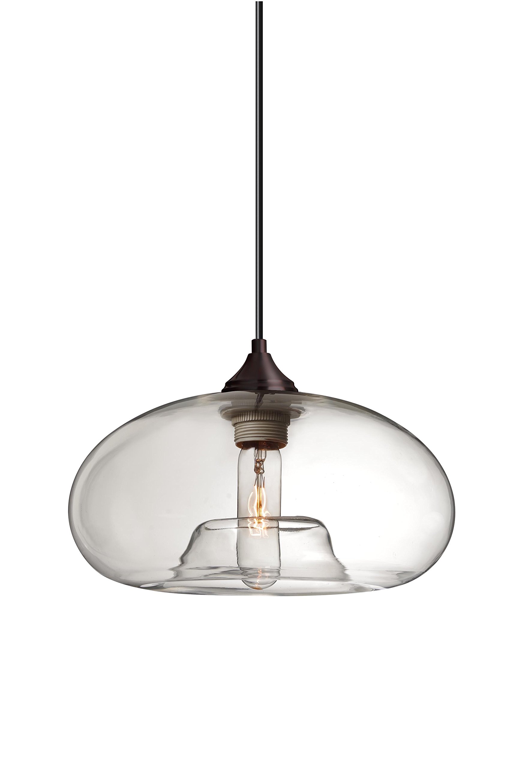 Besa Bana Cord Pendant Light with Clear Glass Shade - Modern Hanging Lighting Fixture for Dining Room, Kitchen Island, or Bedroom Decor