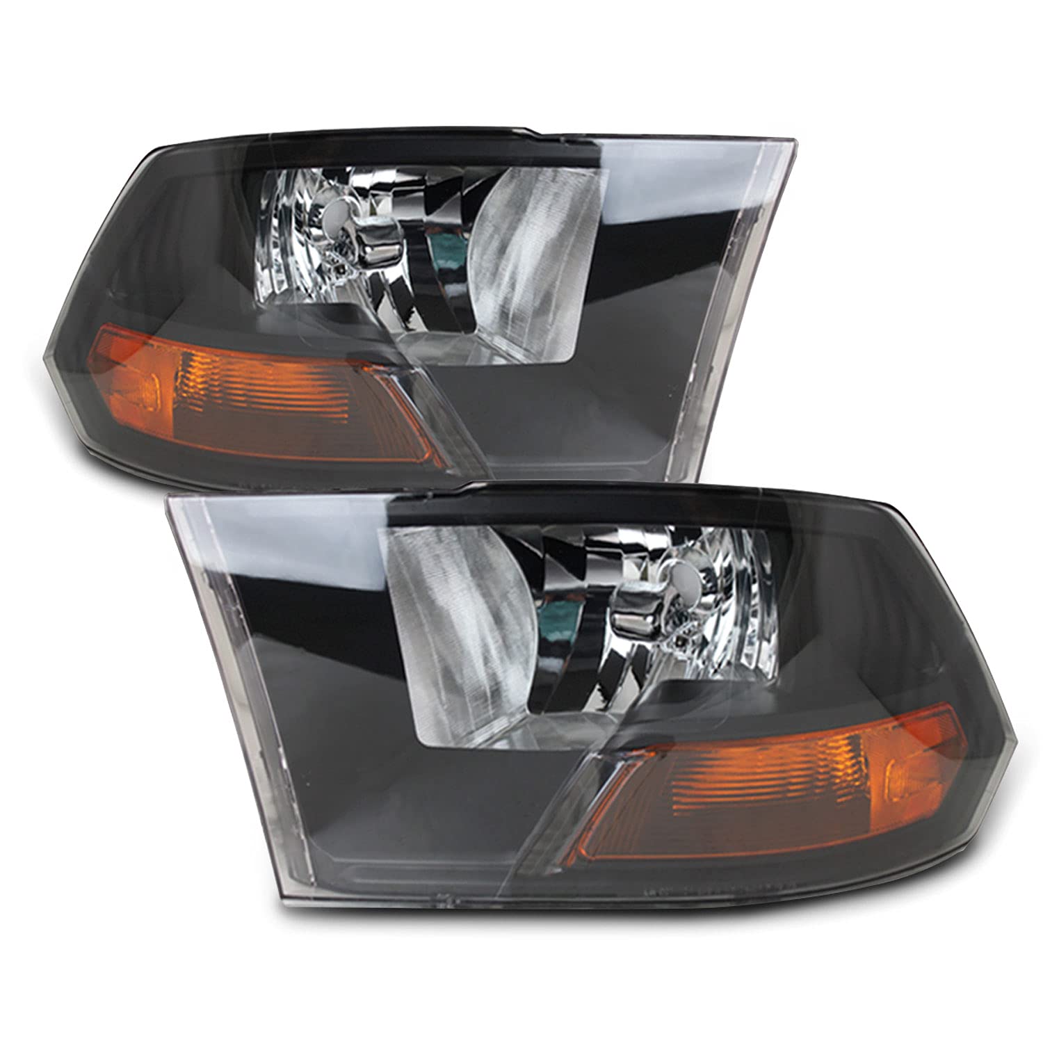 AKKON Black LED Headlights with C-Light Bar & Tail Brake Lights - Compatible with 2009-2018 Ram 1500, 2010-2018 Ram 2500/3500 (Pair Left+Right) - Upgrade Your Truck's Style & Night Visibility for Off-Roading, Daily Commute & Night Driving