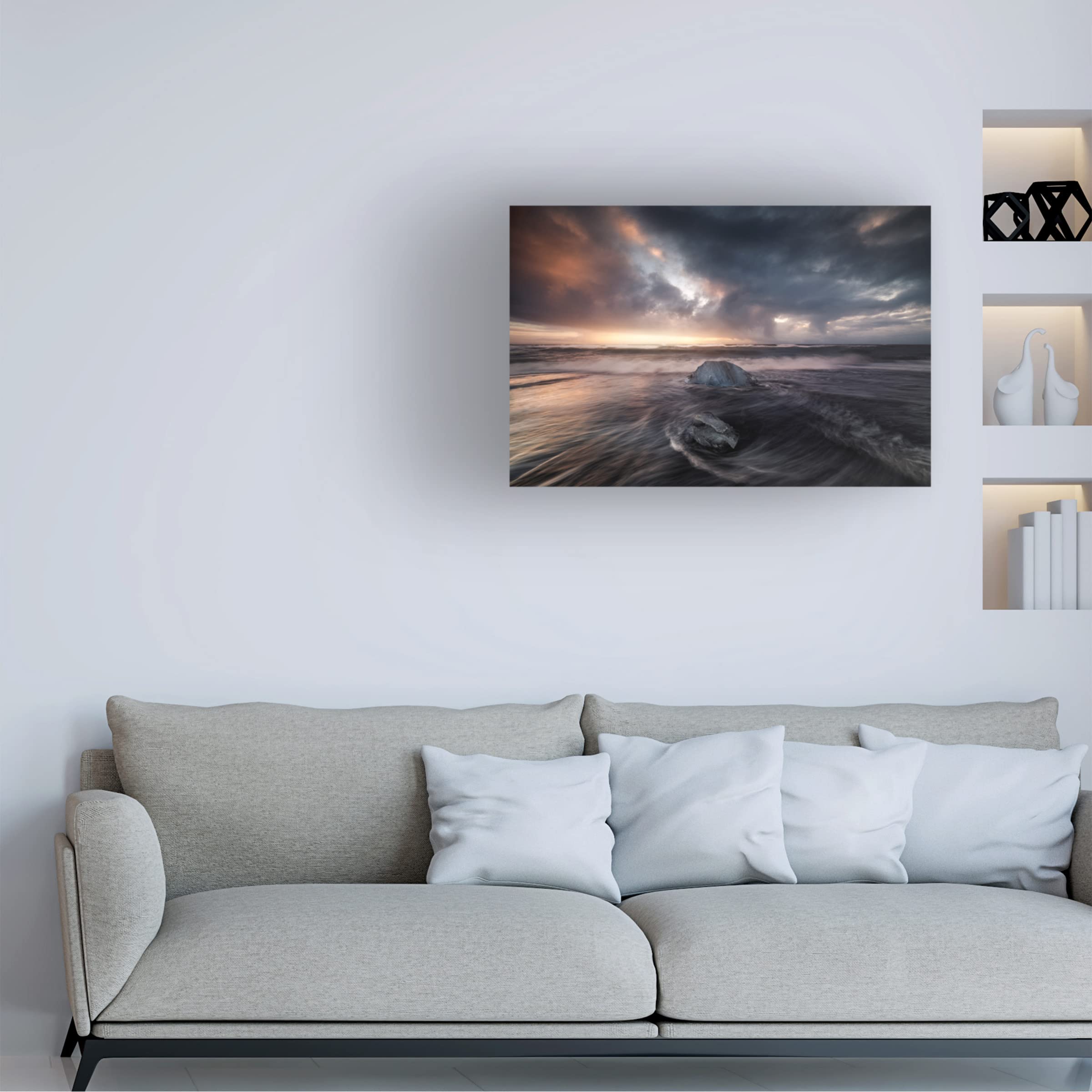 Trademark Fine Art 'Two Ices' Canvas Wall Art by Jorge Ruiz Dueso - Modern Abstract Painting for Living Room, Bedroom & Office Decor