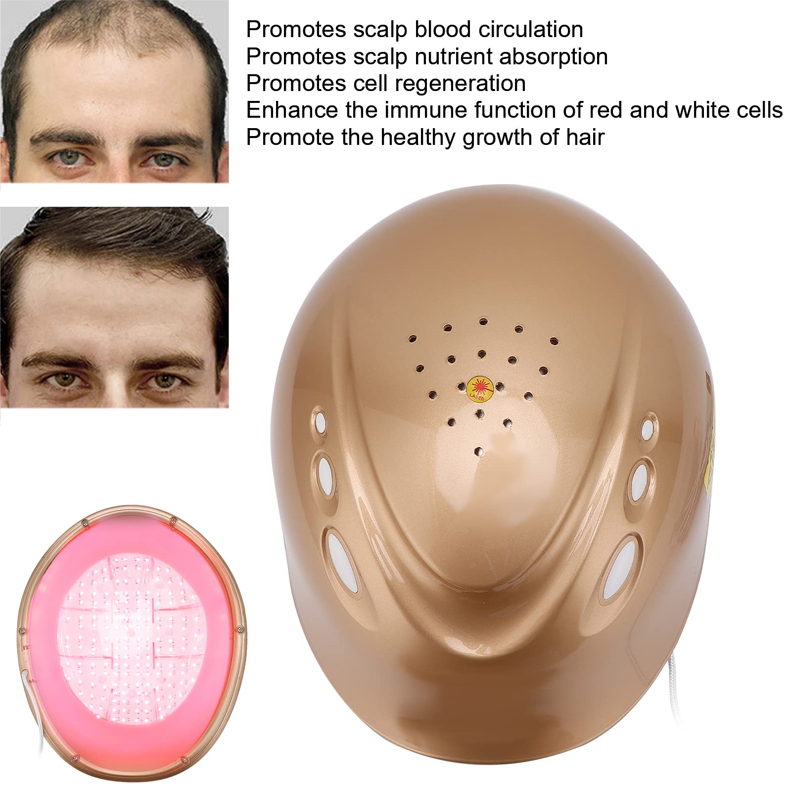 Professional Laser Cap for Hair Growth & Regrowth - FDA Cleared Light Therapy Cap for Hair Loss Treatment - Effective Hair Growth System for Men & Women with Thinning Hair (Golden) - Perfect for Home Use & Salon Treatments