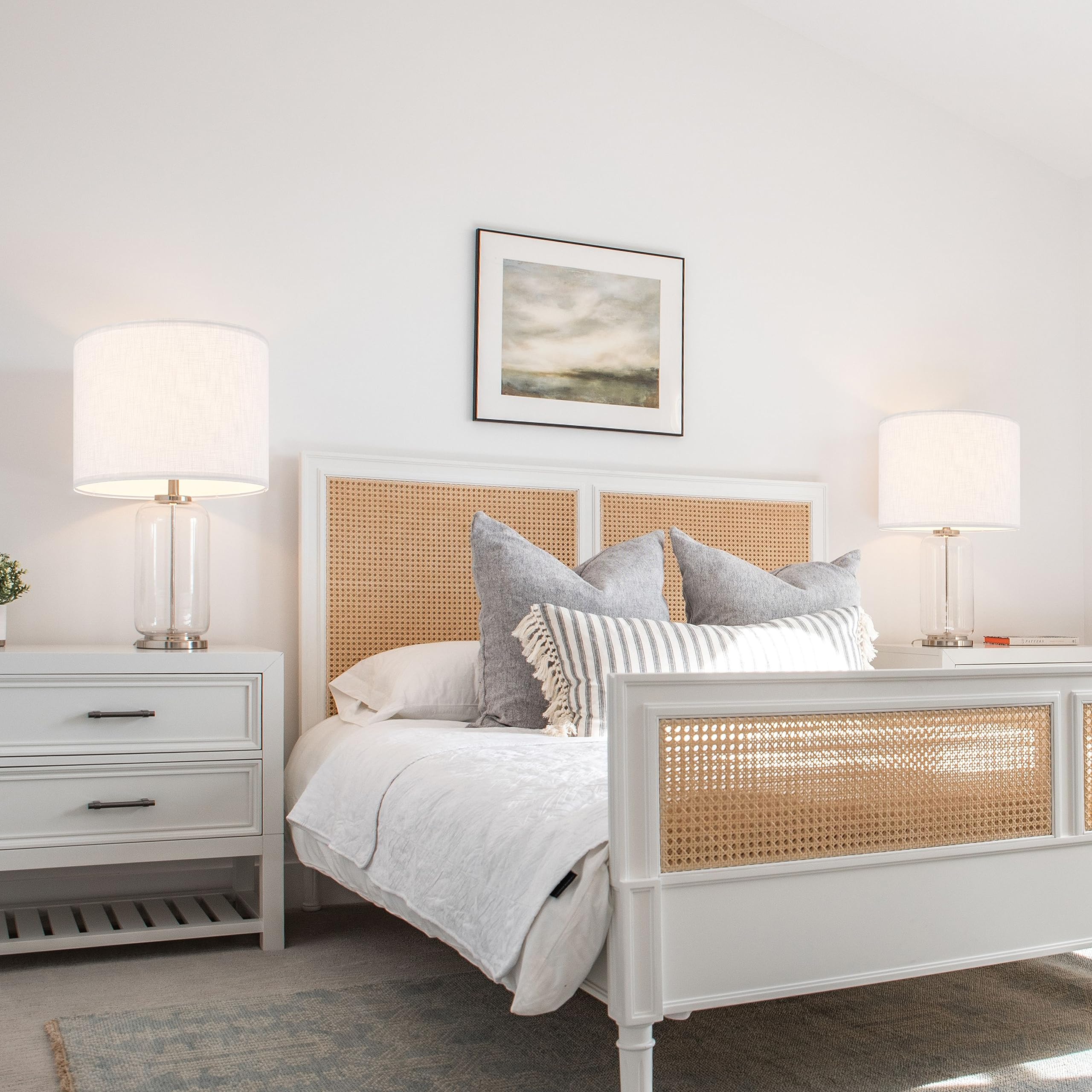 Set of 2 Pure White Linen Drum Lamp Shades - 13