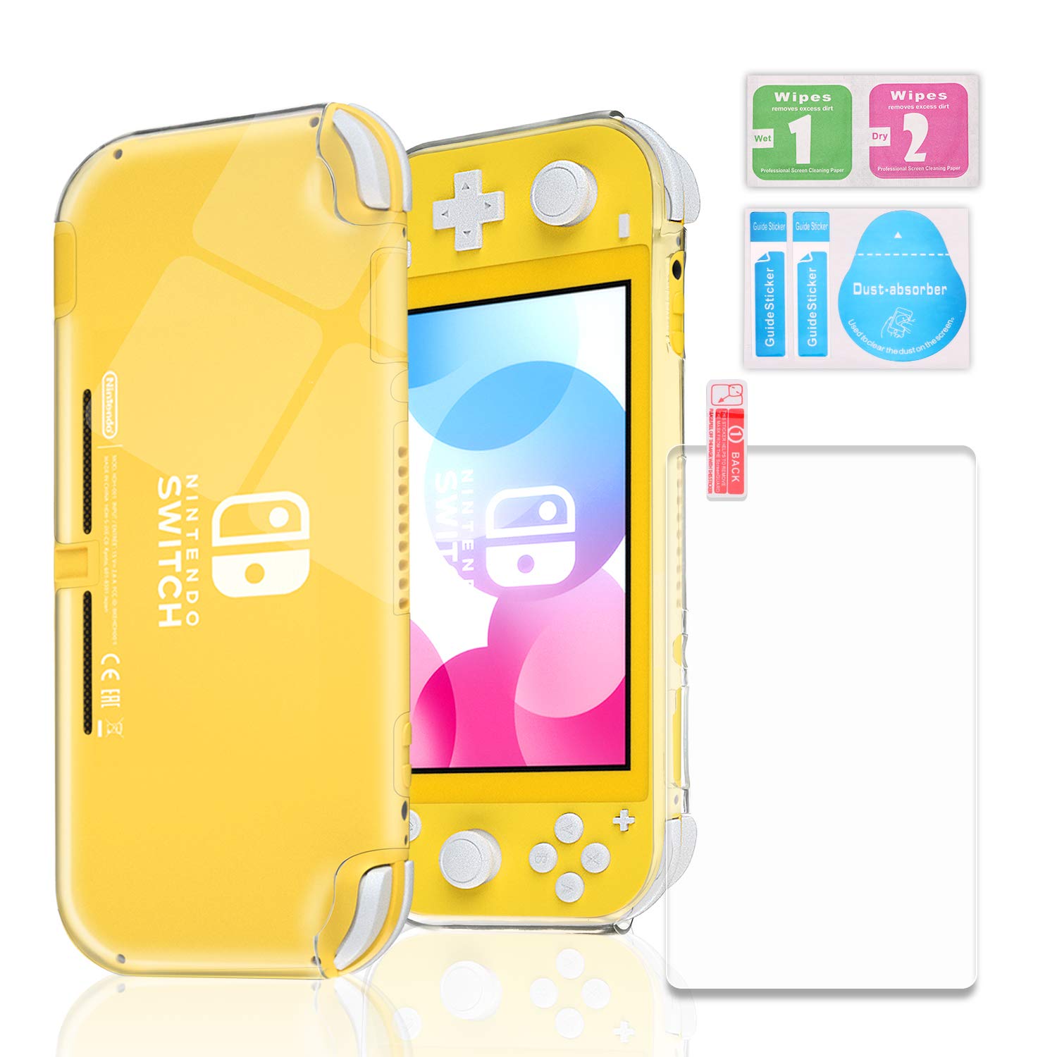 Durable TPU Protective Case for Nintendo Switch Lite with Tempered Glass Screen Protector - Clear Transparent Cover for Gaming, Travel & Everyday Use