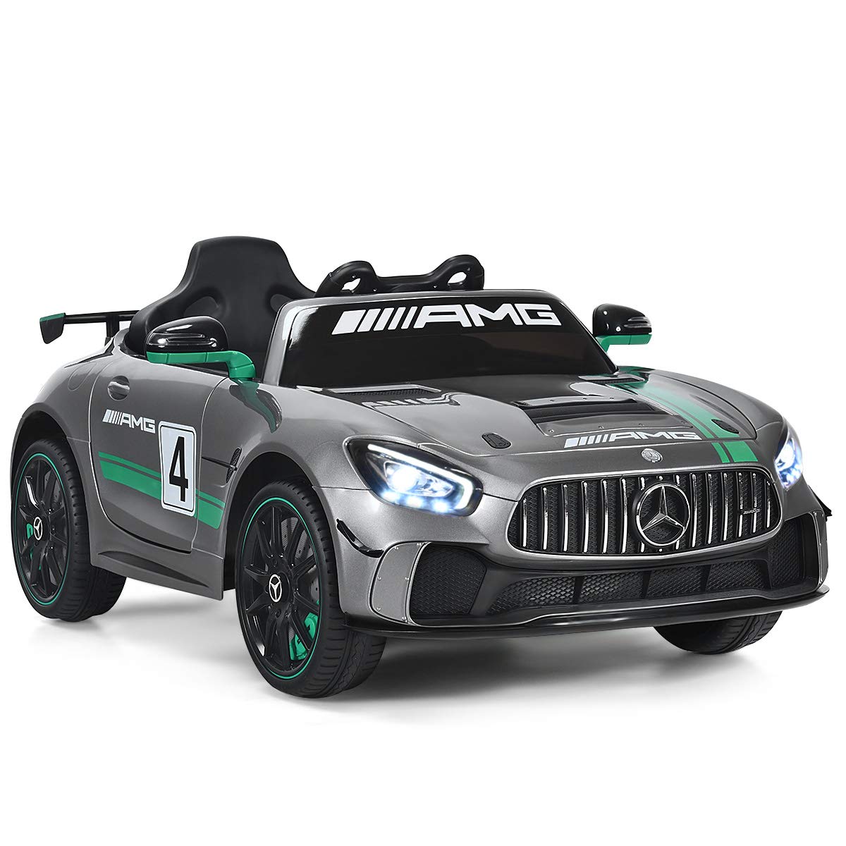 HONEY JOY 12V Kids Ride On Car with Parent Remote Control - Battery Powered Electric Toy Car with Swing Function, 2 Openable Doors & Adjustable Speeds - Perfect for Indoor/Outdoor Play, Birthday Gifts & Family Fun (Silver)