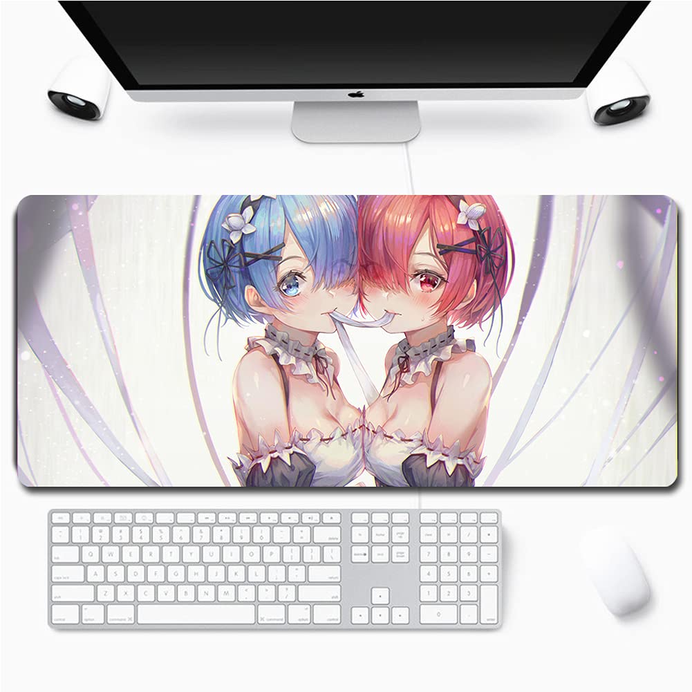 Re:Zero Anime Mouse Pad - Rem & Ram XXL Gaming Mouse Mat (90x40cm) Large Desk Pad for Computer, Keyboard & Office Use - Perfect for Gamers, Anime Fans & Workstations