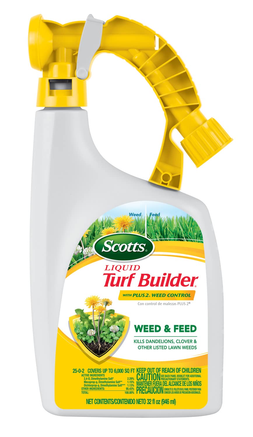 Scotts Liquid Turf Builder Lawn Food Bundle - 4 Bottles Lawn Fertilizer + 2 Bottles Weed Control for Greener, Healthier Grass | Perfect for Spring & Fall Lawn Care, Weed Prevention, and Thicker Turf Growth