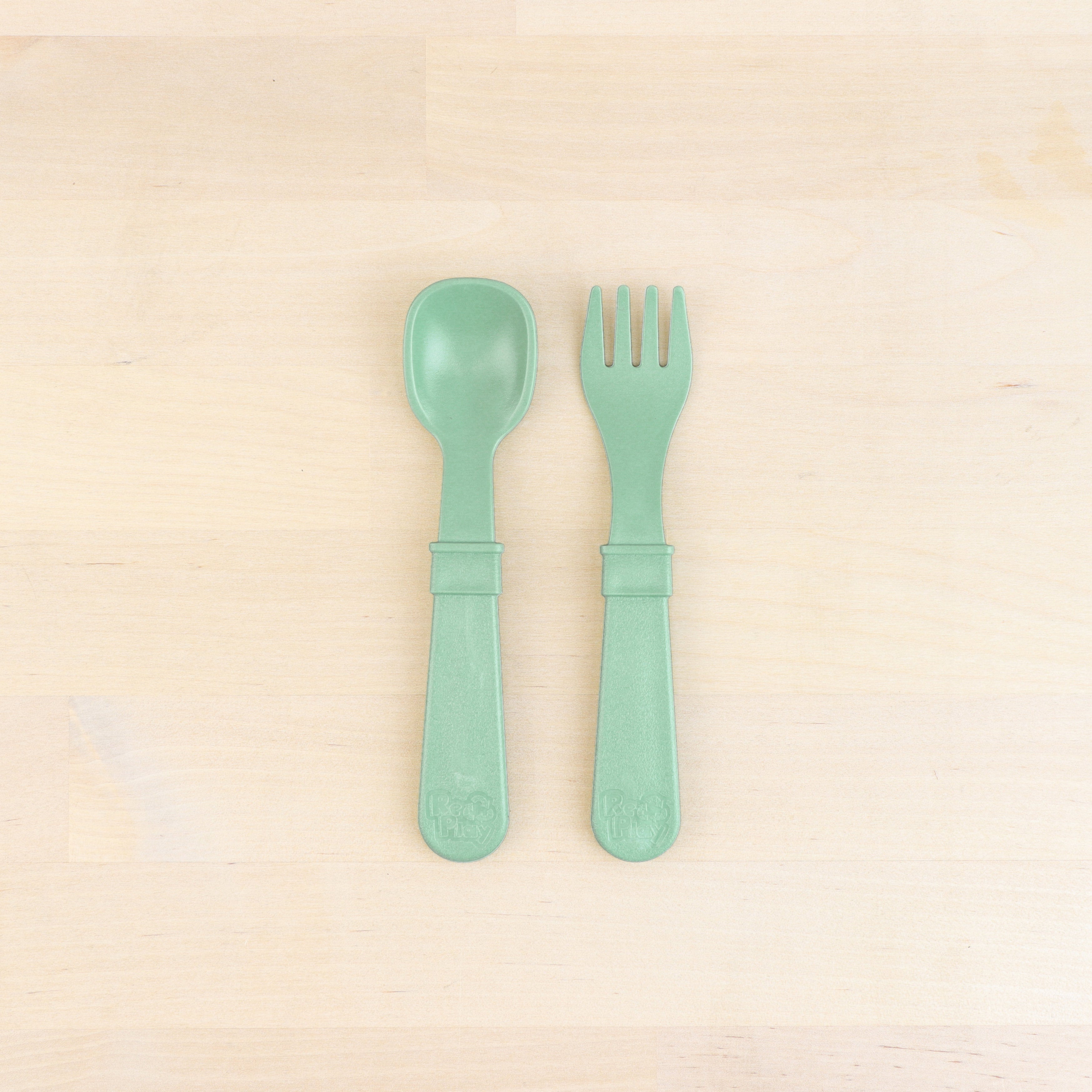 Re Play Fork & Spoon Set - BPA-Free Toddler Utensils for Kids - Durable Plastic Baby Feeding Set for Travel, Daycare & Home Use