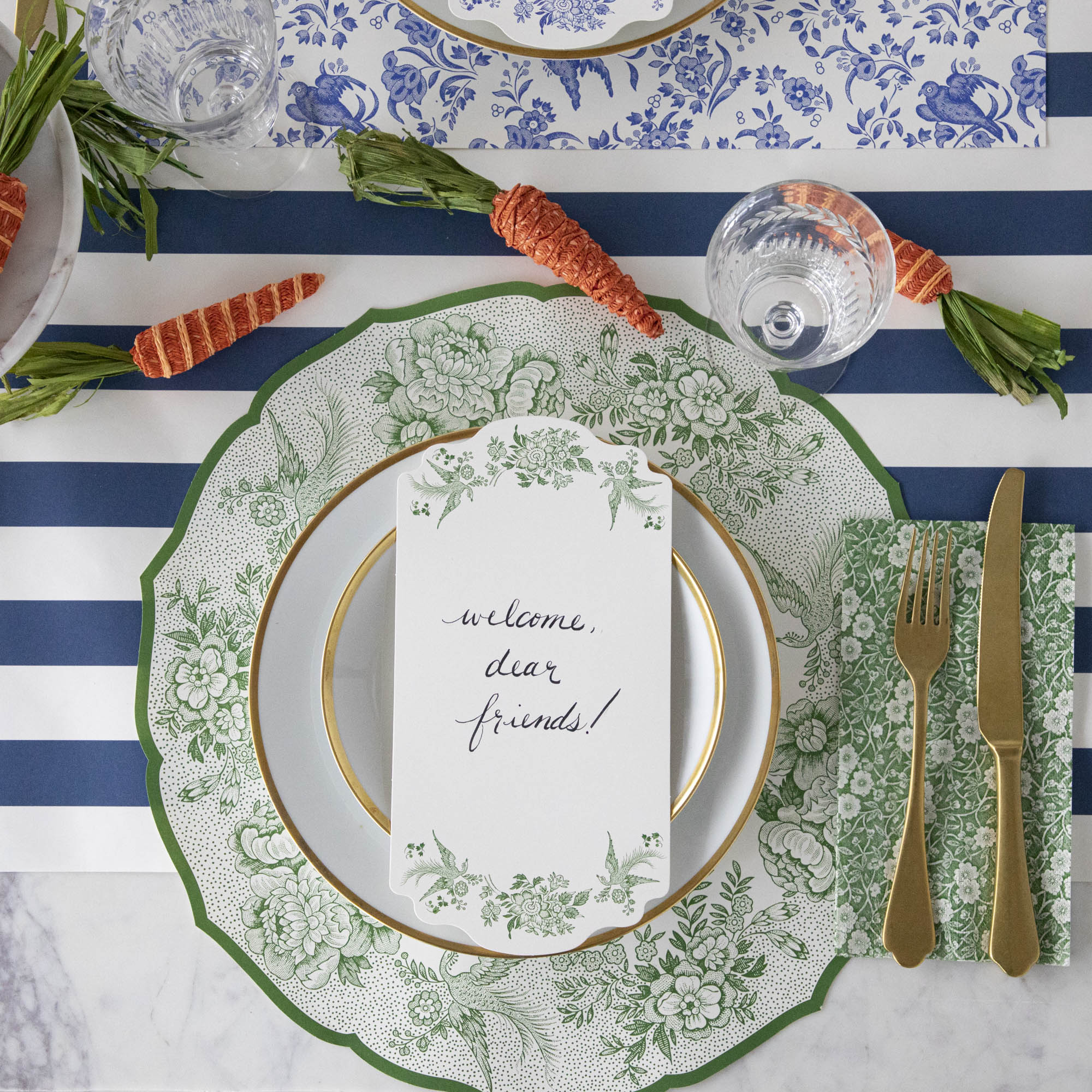 Premium Green Calico Guest Napkins - 100% Cotton, Eco-Friendly, 16-Pack for Elegant Dinner Parties, Weddings & Home Decor