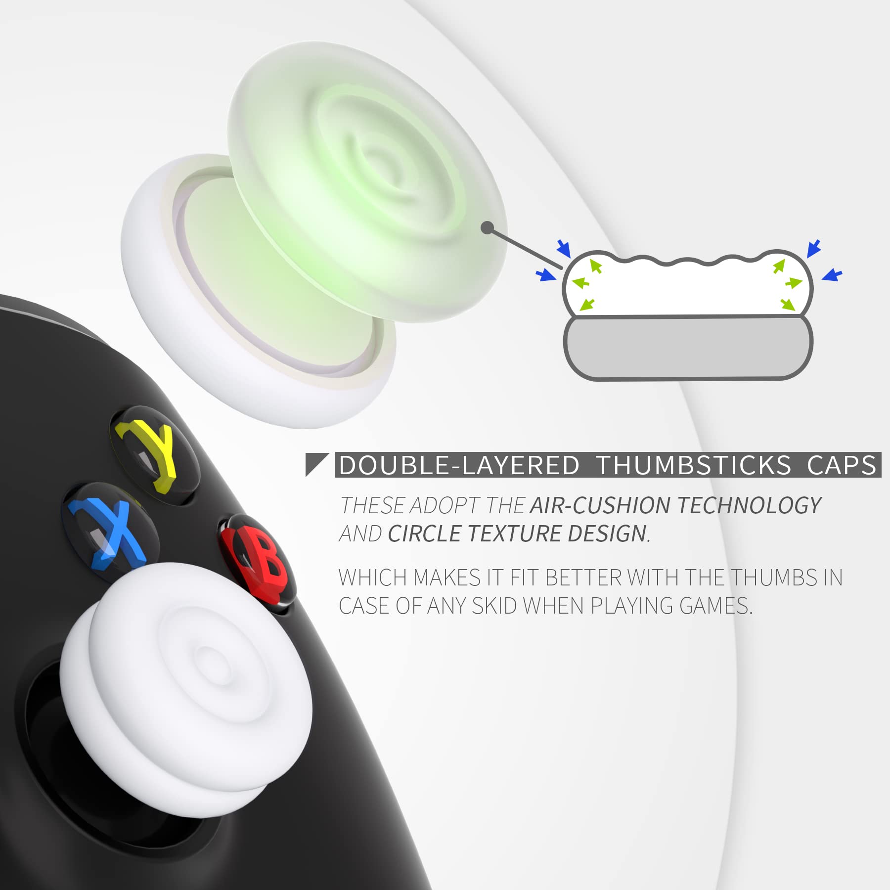 PlayVital Thumbstick Caps for PS5/PS4/Xbox Series X&S/One/Elite Series 2/Switch Pro Controller - Raindrop Texture Design in Passion Red | Enhanced Grip for Gaming | Perfect for FPS, Racing & Action Games