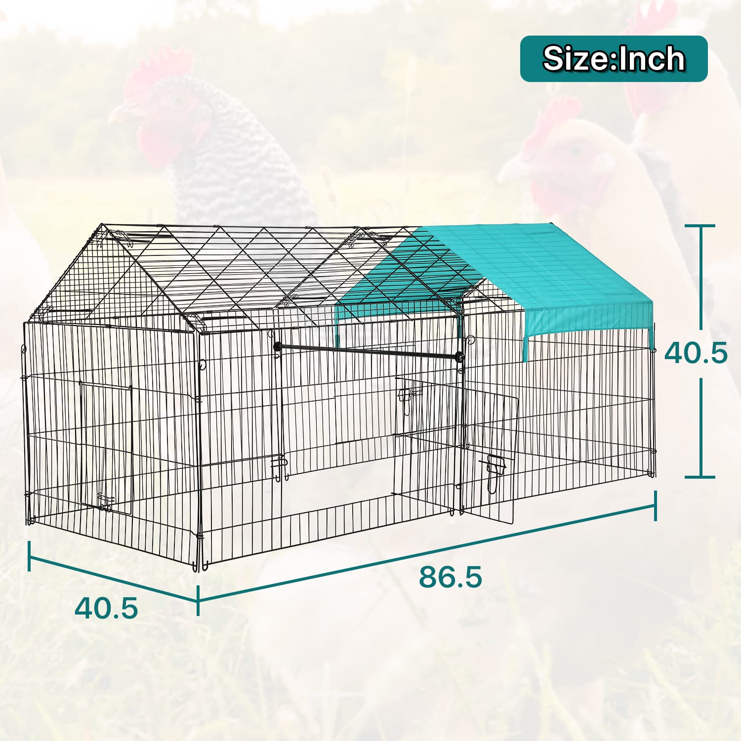 Large Metal Chicken Coop - Foldable Outdoor Poultry Run with Waterproof & UV-Resistant Cover | Backyard Chicken Pen for Ducks, Rabbits & Small Animals | Perfect for Farm, Homestead & Pet Shelter Use