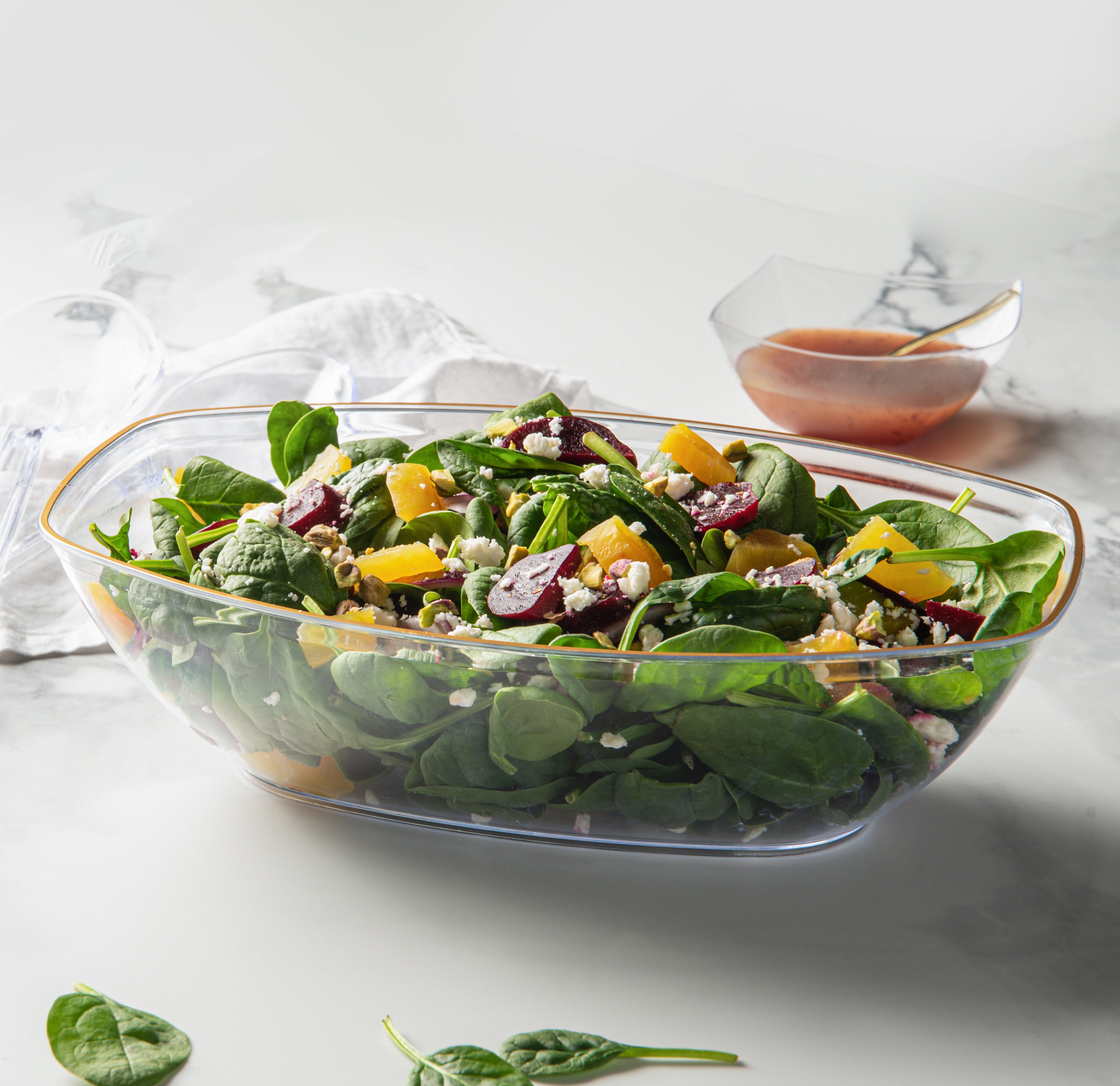 72 oz. Clear and Gold Rim Oval Salad Bowl Set of 4 – Perfect for Entertaining, Family Dinners, and Party Serving