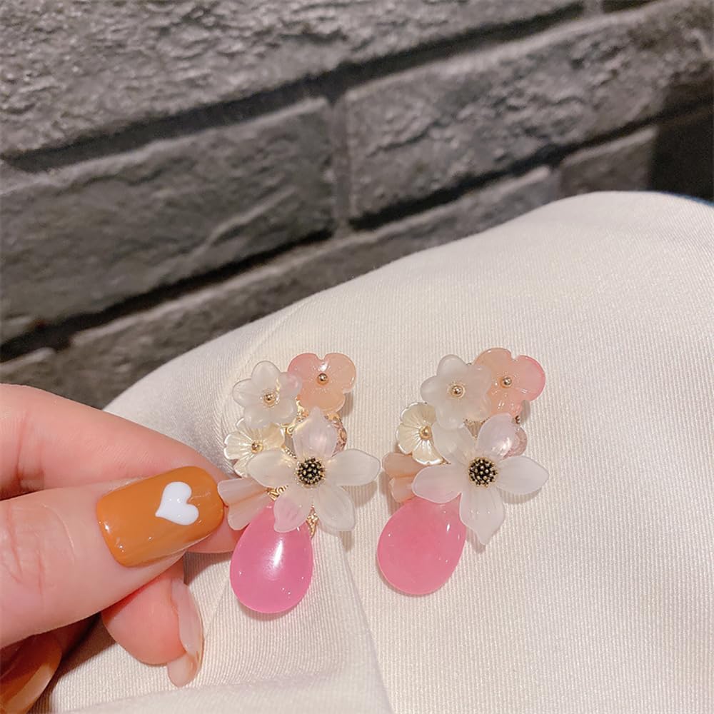 Elegant Daisy Floral Acrylic Dangle Drop Earrings for Women - Cute Teardrop Dangling Earrings Jewelry Gifts for Girlfriend, Daughter, BFF - Perfect for Birthday, Wedding, Party & Everyday Wear