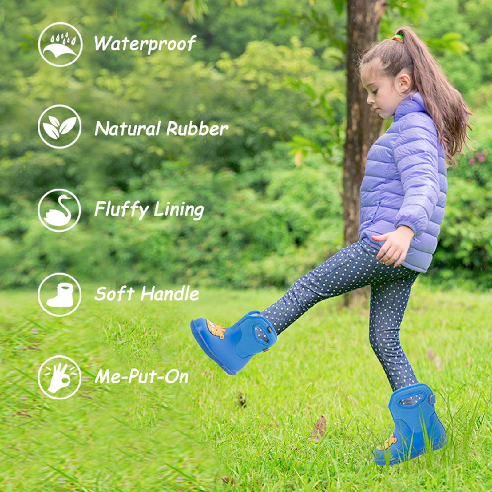 Kids Rain Boots for Toddlers - Waterproof Seamless Rubber Boots for Girls & Boys | Lightweight Unisex Children's Rain Boots for Outdoor Play, Puddle Jumping & Wet Weather