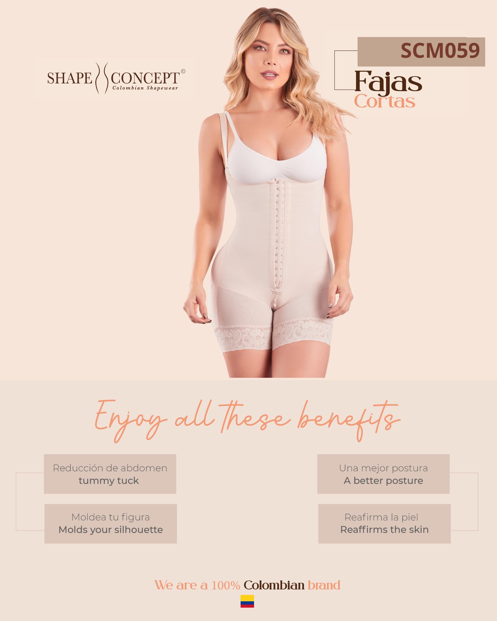 SHAPE CONCEPT Colombian Shapewear - Post-Surgery Compression Garment for Tummy Tuck, Waist Trainer & Body Shaper | Perfect for Recovery After Liposuction, C-Section & Weight Loss
