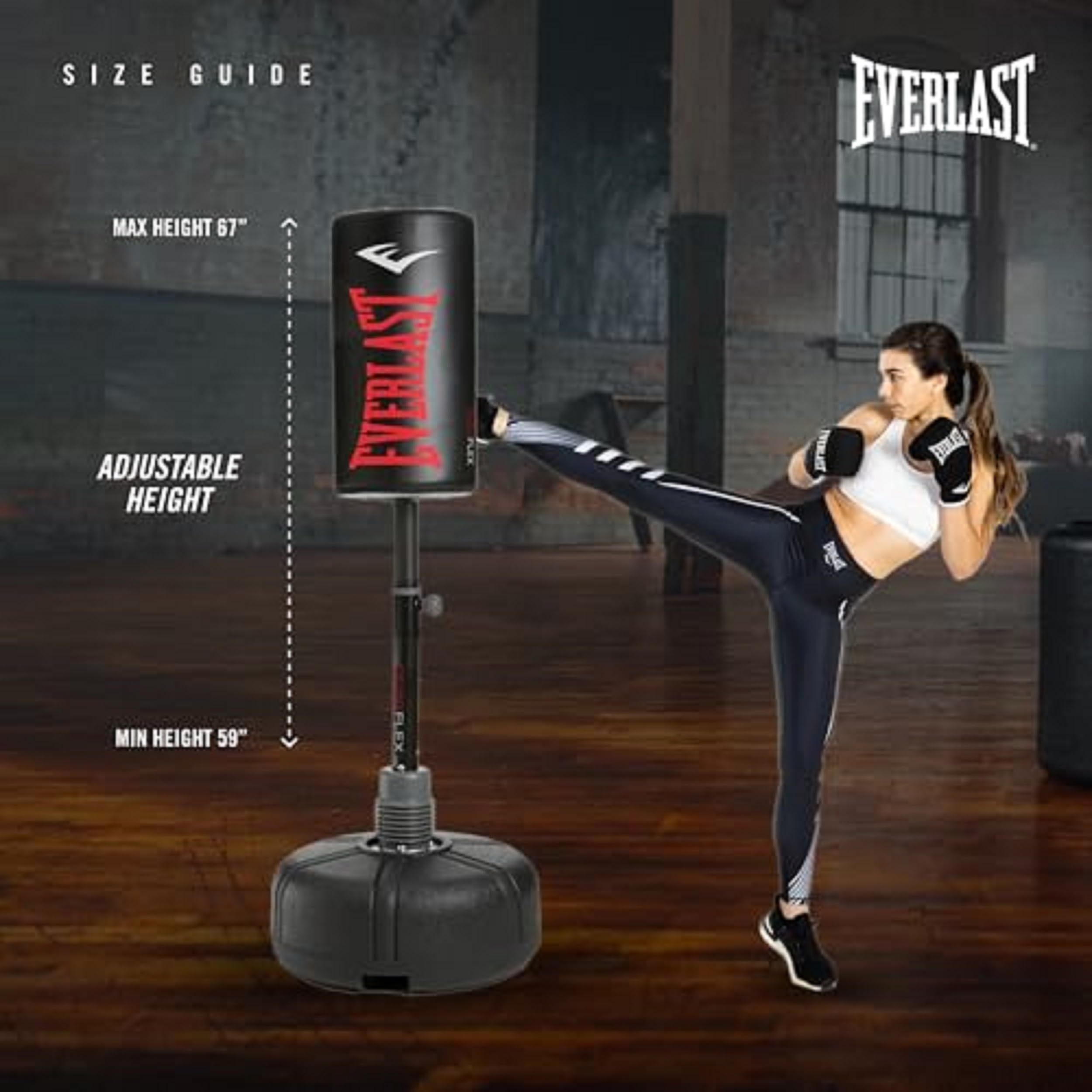 Everlast Free Standing Punching Bag - Heavy Duty Fitness Training Heavy Bag for Indoor & Home Gym Workouts | Boxing, MMA, Kickboxing & Cardio Training
