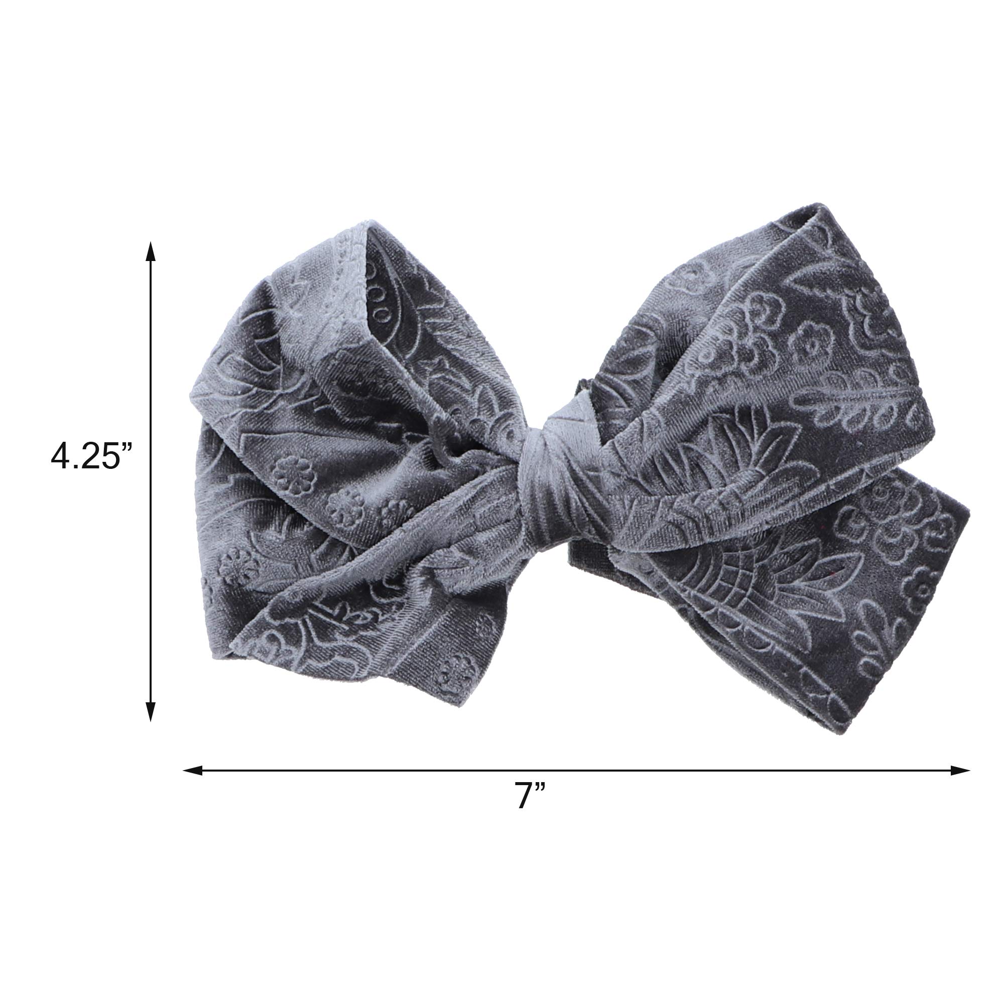 7 Inch Grey Velvet Hair Bow Clip for Girls - Elegant Design for Parties, Weddings, and Everyday Style