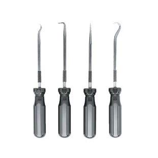 Ullman PSP-4 4-Piece High Carbon Polished Steel Hook and Pick Set with Screwdriver Handles - Professional Automotive Repair & Lock Picking Tools for Mechanics