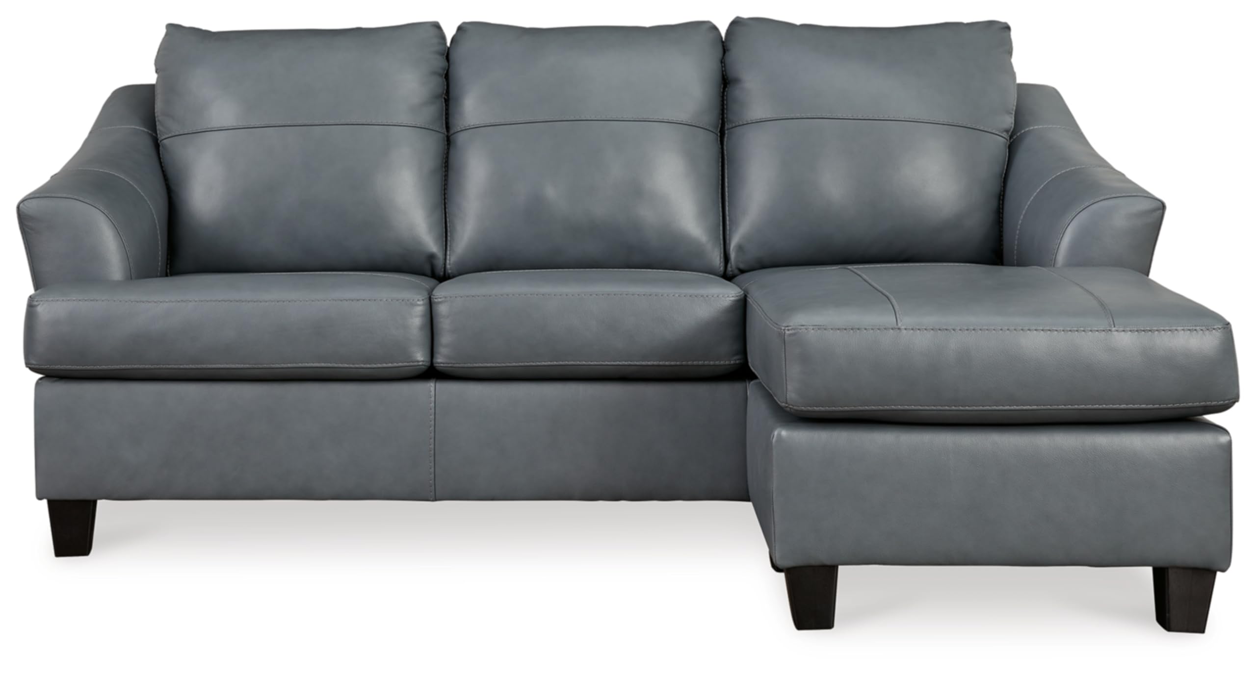 Signature Design by Ashley Genoa Modern Leather Sectional Sofa with Chaise Lounge in Blue - Perfect for Living Room, Family Room & Home Theater Seating