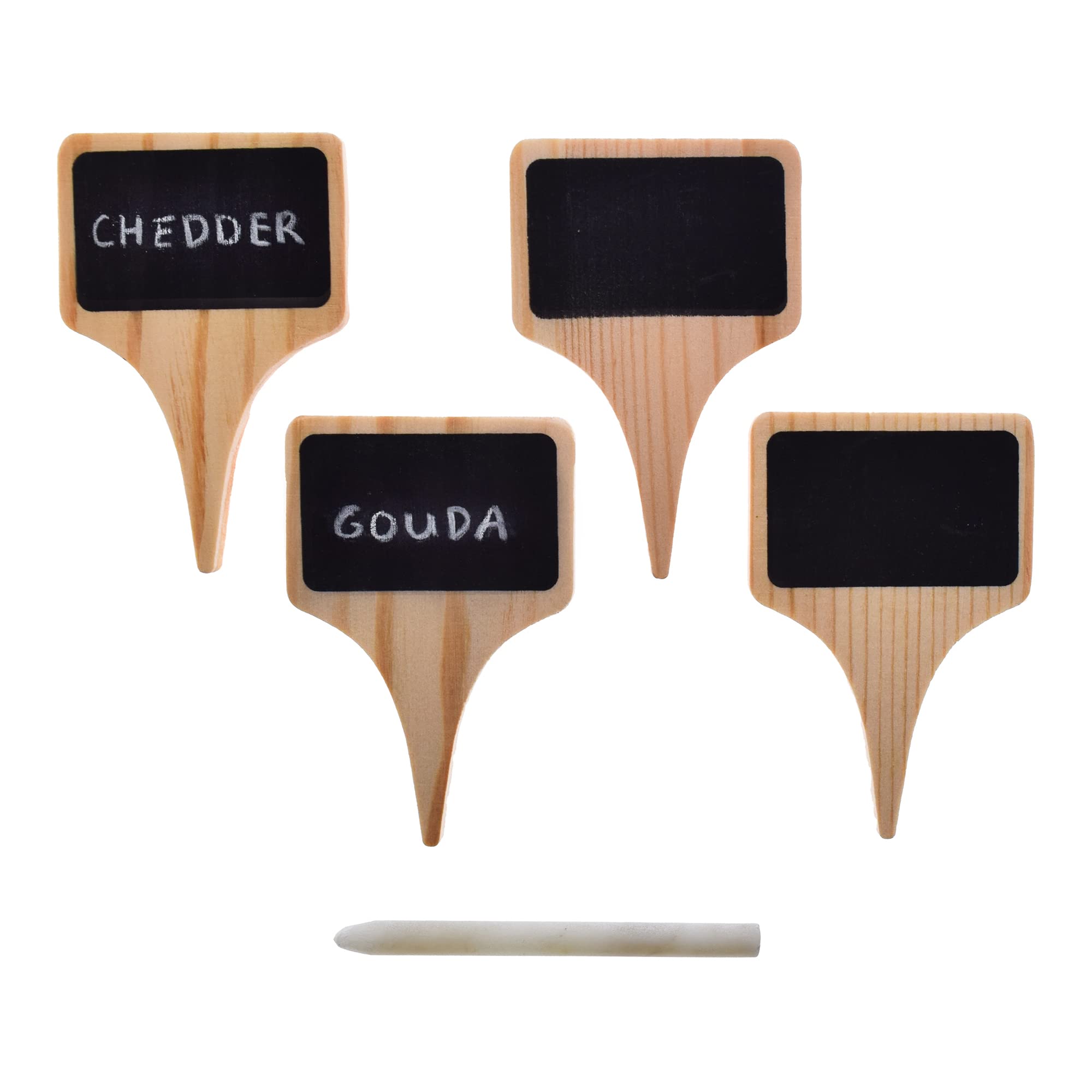 Bel-Air Wood Cheese Markers Set - 4pc with Chalk Marker for Cheese Boards, Charcuterie Platters & Wine Pairings | Perfect for Dinner Parties, Wine Tastings & Gourmet Entertaining