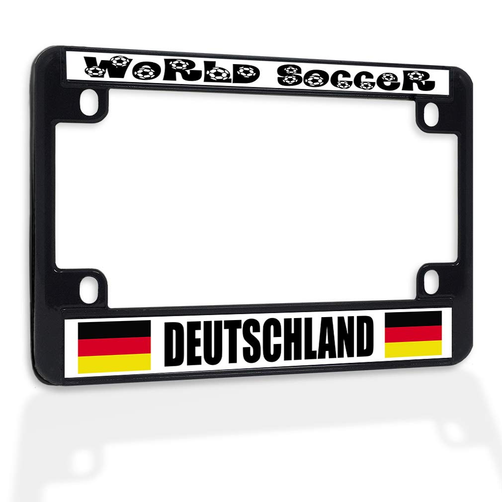 Sturdy Metal Insert Bike License Plate Frame - Weatherproof Motorcycle Accessory for Deutschland/Germany - Black 4-Hole Design with Solid Insert - Perfect for Road Trips & Daily Commuting