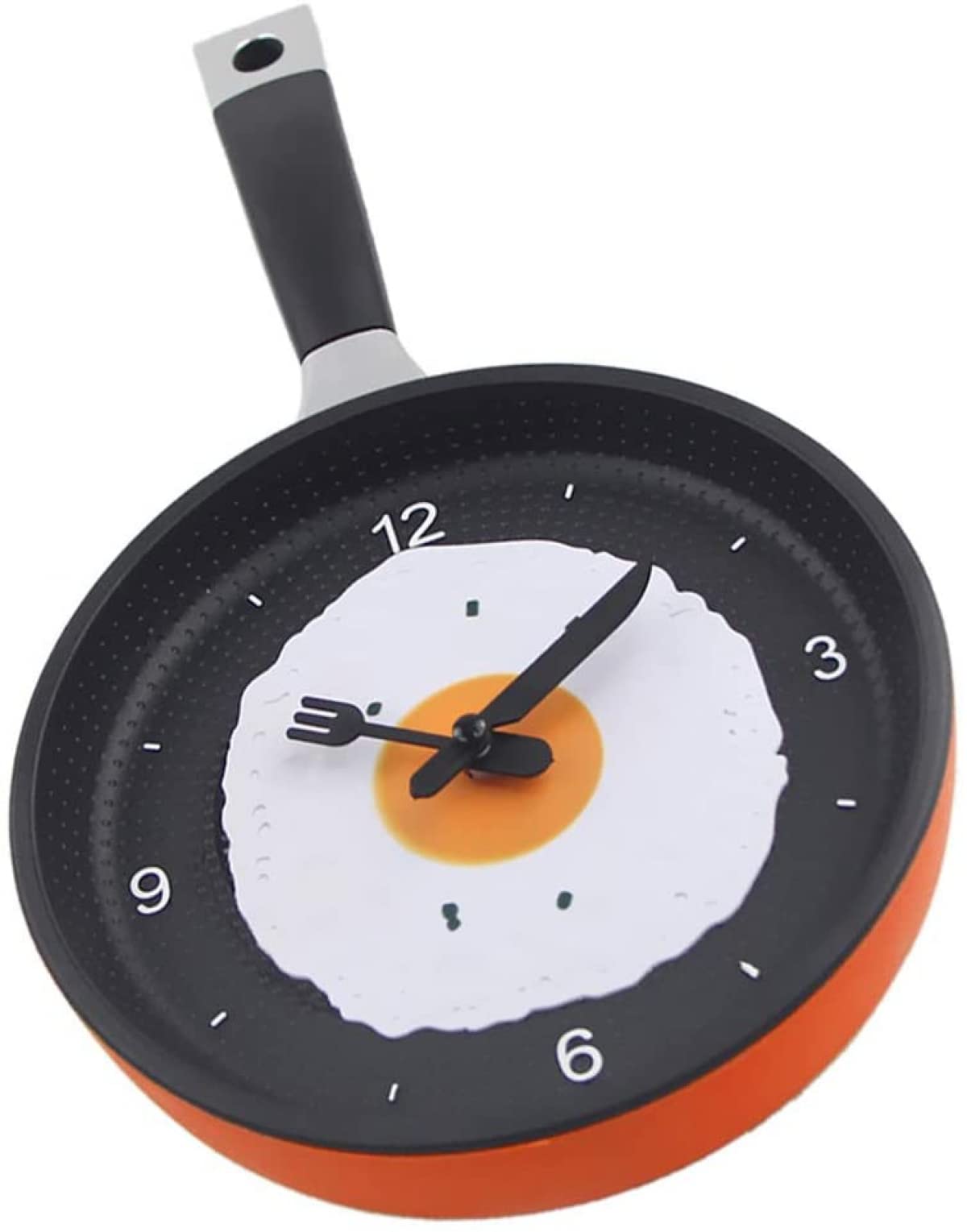 Non-Stick Frying Pan Wall Clock - Kitchen Decor with Fried Egg Design, Silent Quartz Movement for Living Room, Office & Modern Home - Orange
