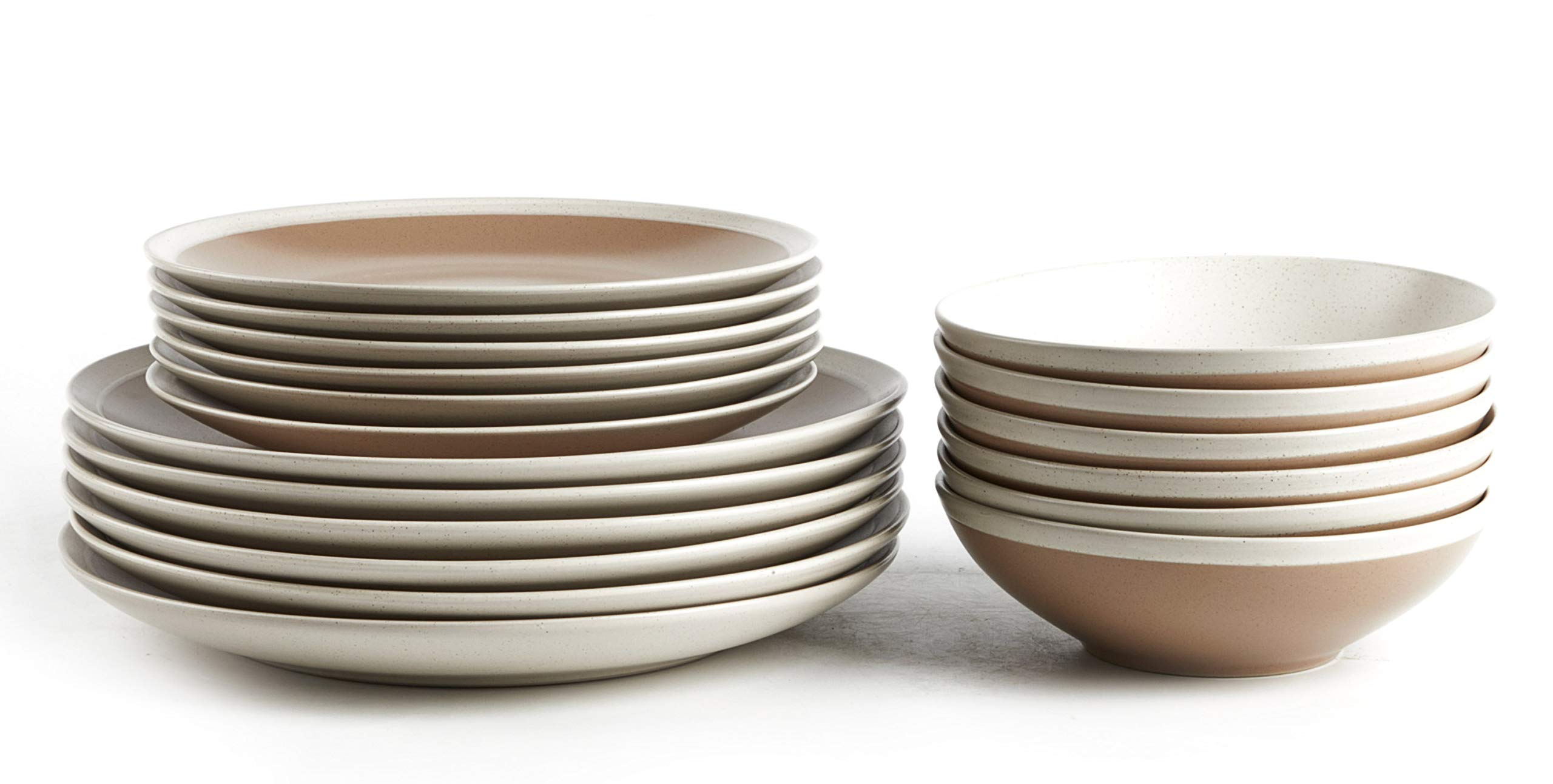Rock Ridge Speckled Stoneware Dinnerware Set - 18 Piece Beige & Ivory Dinner Plates, Bowls & Mugs - Elegant Stoneware for Everyday Dining, Entertaining & Holiday Gatherings