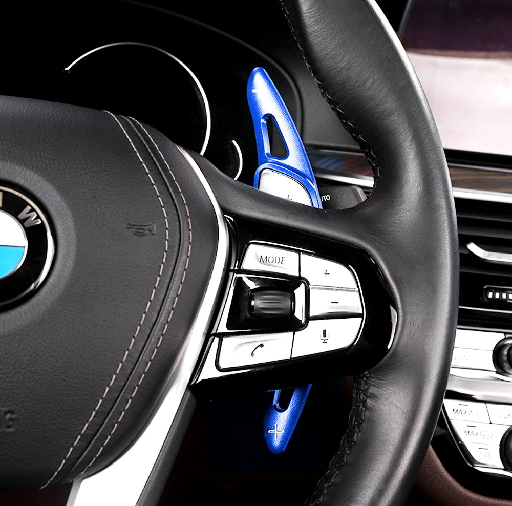 BMW 3 4 5 7 Series X3 X4 Blue Steering Wheel Paddle Shifter Extension Cover - Upgrade Your Driving Experience for Sporty & Comfortable Shifting (Fits F30 F32 F10 F01 Models) - Perfect for Racing, Daily Commute & Performance Driving