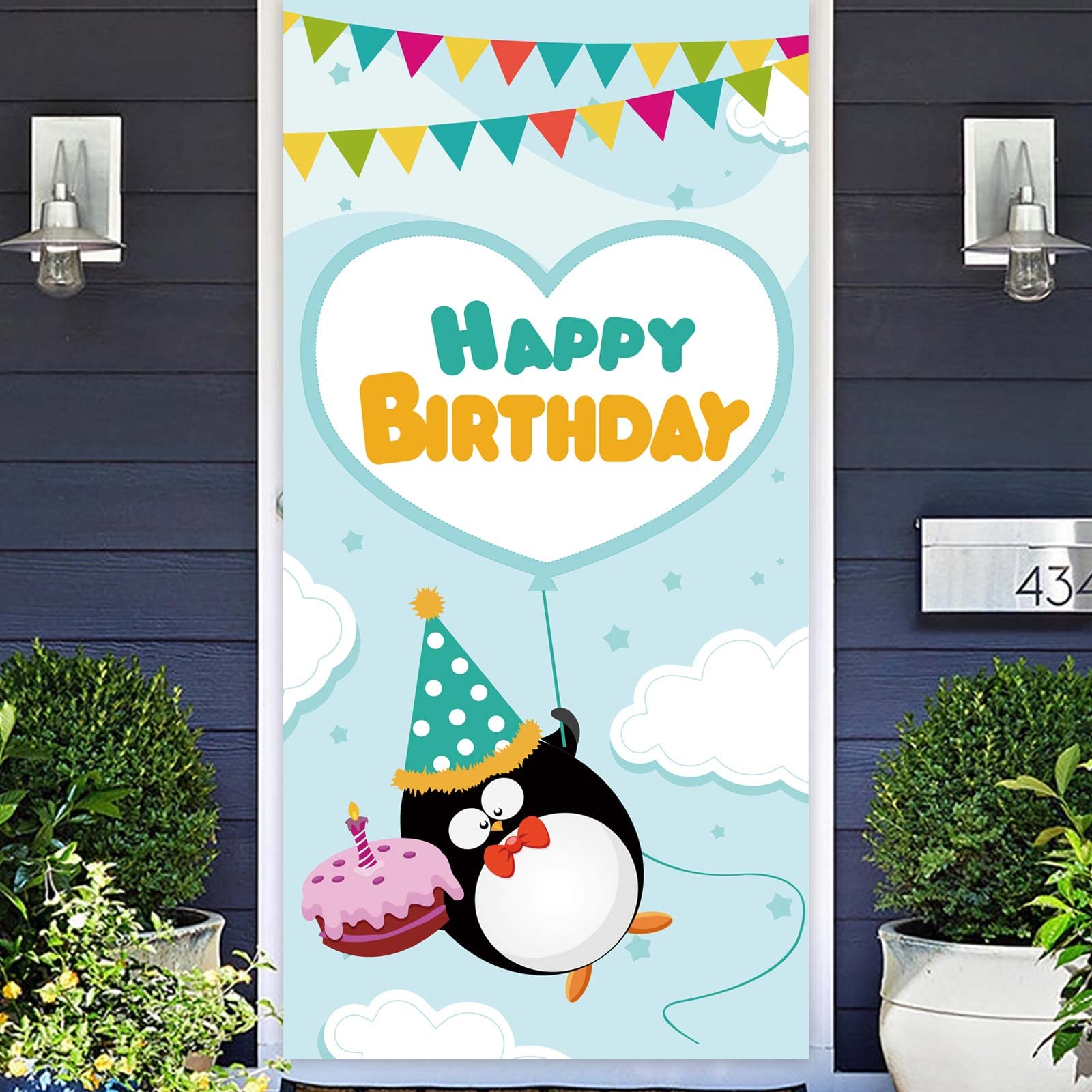 Adorable Cartoon Penguin Happy Birthday Banner Backdrop - Winter Christmas Party Decor for Girls, Boys, 1st Birthday & Baby Showers - Photo Props, Animal Theme Decorations (Perfect for Indoor/Outdoor Celebrations)