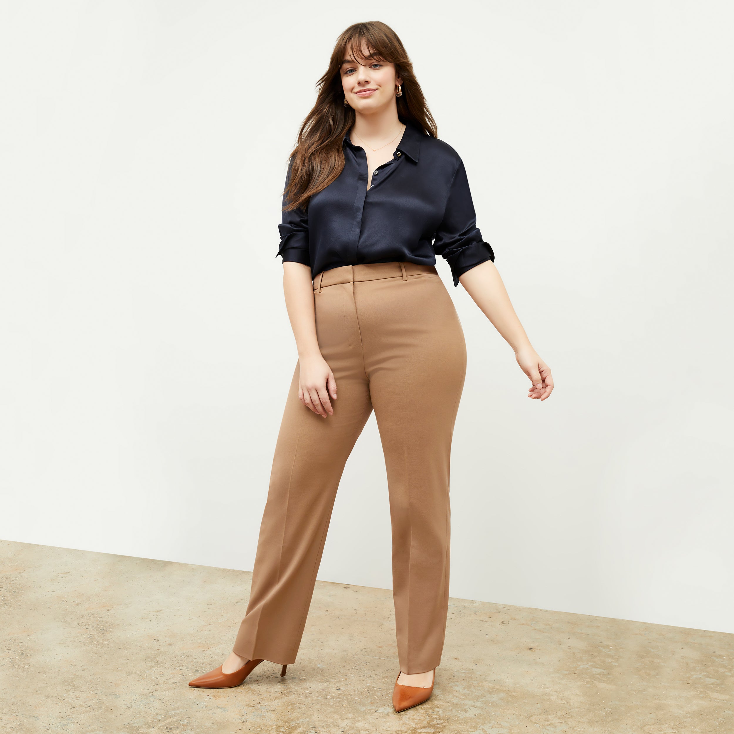 Smith Straight Trouser Washable Wool Twill Pants for Men - Comfortable Office & Business Casual Wear in Camel Color