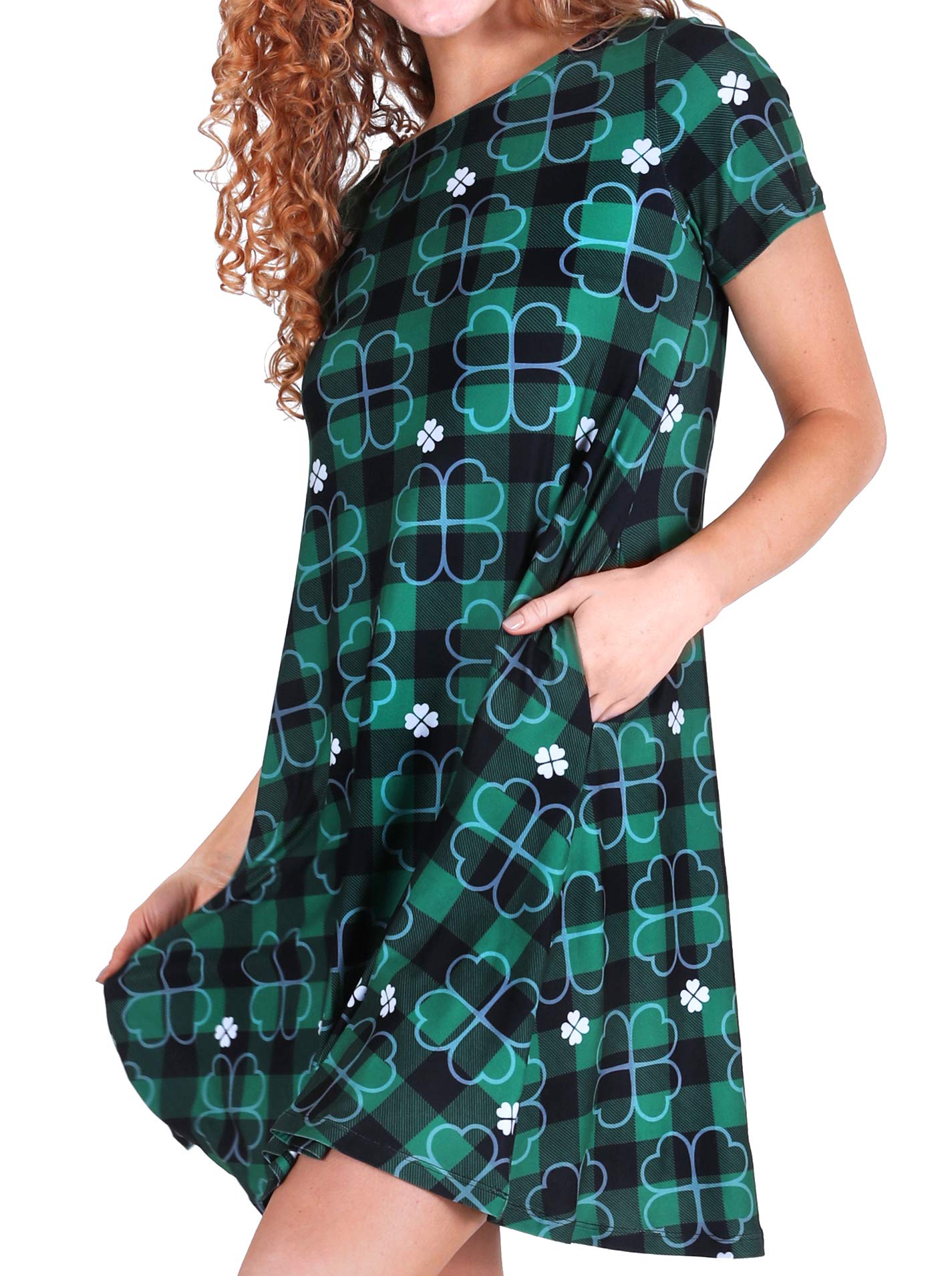 ICONOFLASH Women's Casual Summer Dress with Pockets - Short Sleeve Floral Print A-Line Sundress for Beach, Vacation & Everyday Wear