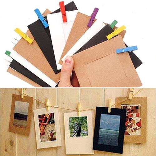 Shineweb 10 Pcs Vintage Paper Photo Film Frames - DIY Hanging Rope Wall Picture Album for Home, Camp, Wedding & Party Decor - Perfect for Memories, Scrapbooking and Photo Displays