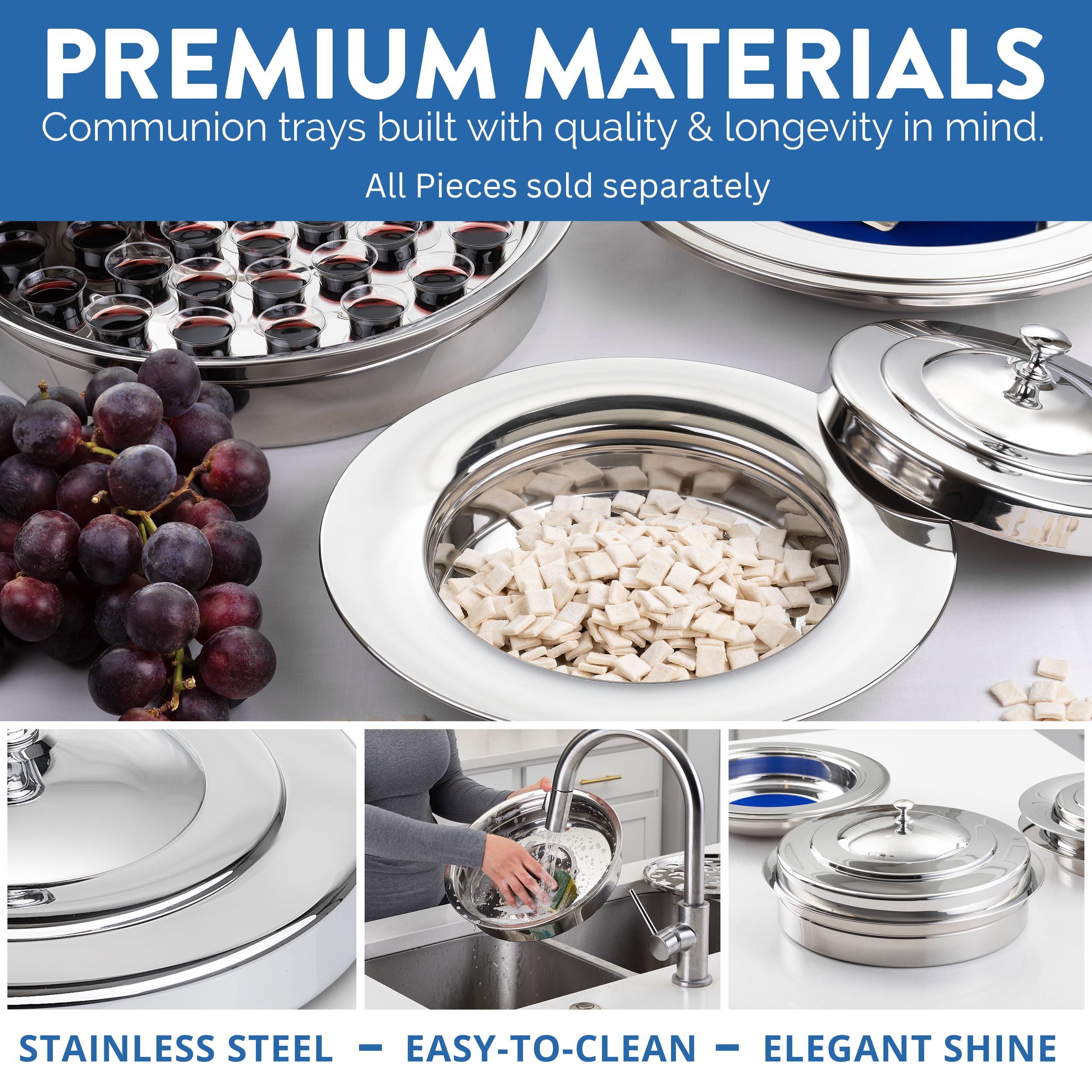 Premium Communion Bread Tray Lid Set - Church Communion Supplies for Holy Eucharist, Worship & Religious Ceremonies - Durable Communion Plates & Serving Trays for Churches, Chapels & Christian Gatherings