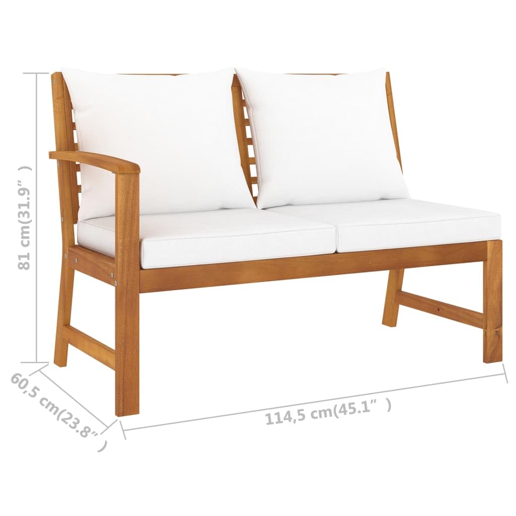 vidaXL 4-Piece Patio Lounge Set - Outdoor Sectional Sofa with Cushions, Cream Acacia Wood Modern Corner Furniture for Garden, Deck & Backyard Relaxation