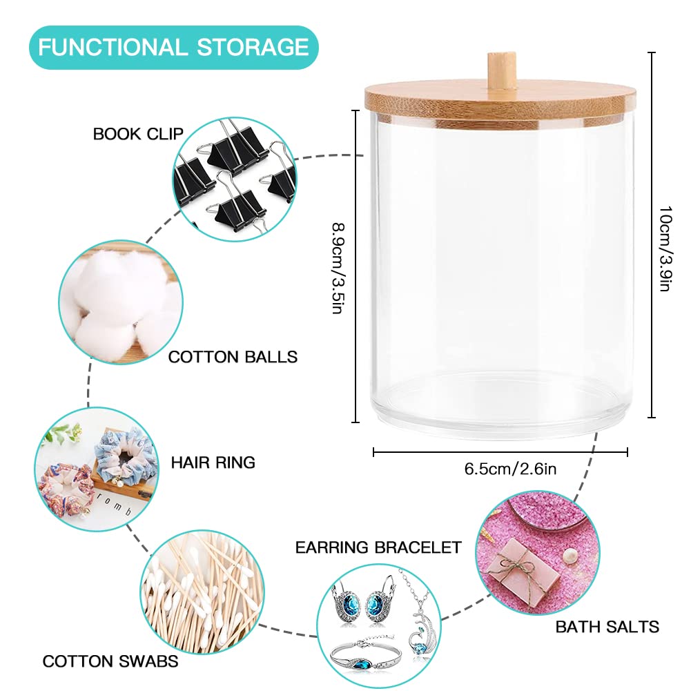 Otostar 6-Piece Bamboo Bathroom Accessory Set - Plastic Toothbrush Holder, Soap Dispenser, Q-Tip Holder, Tumbler, Soap Dish & Toilet Brush Holder - Modern Bathroom Organization for Home, Apartment, Hotel (White)