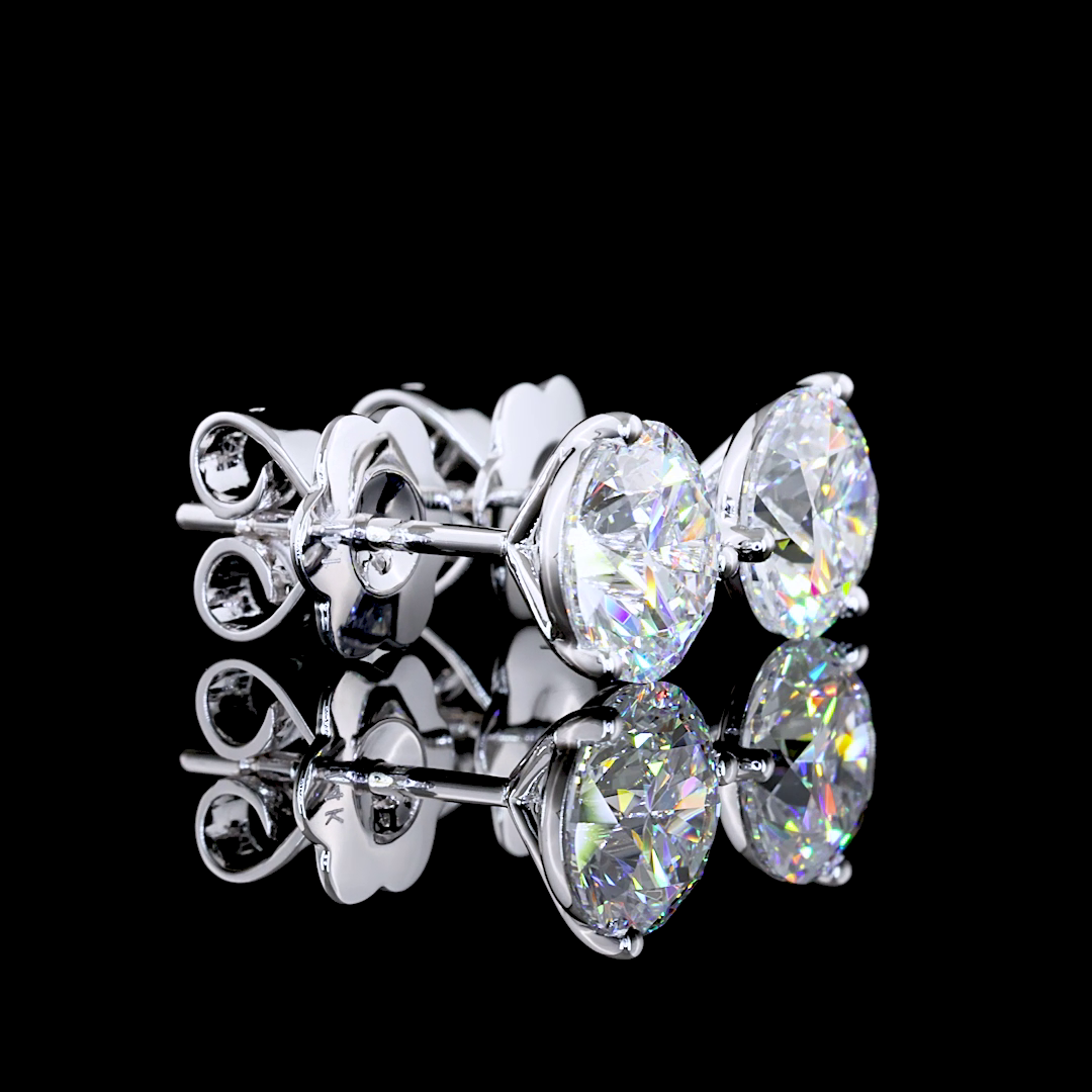 2.11 Carat Lab Grown Round E VS1 Diamond 14K White Gold Martini Stud Earrings for Women - Perfect for Weddings, Anniversaries & Special Occasions