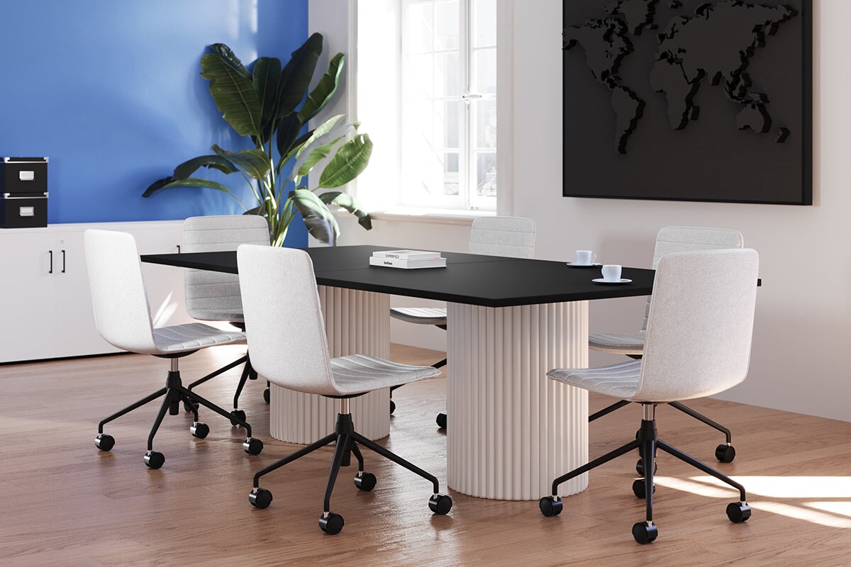 Premium Baobab Circular Base Boardroom Rectangle Table - 2400L x 1200W - Durable Conference Table for Office Meetings & Corporate Events