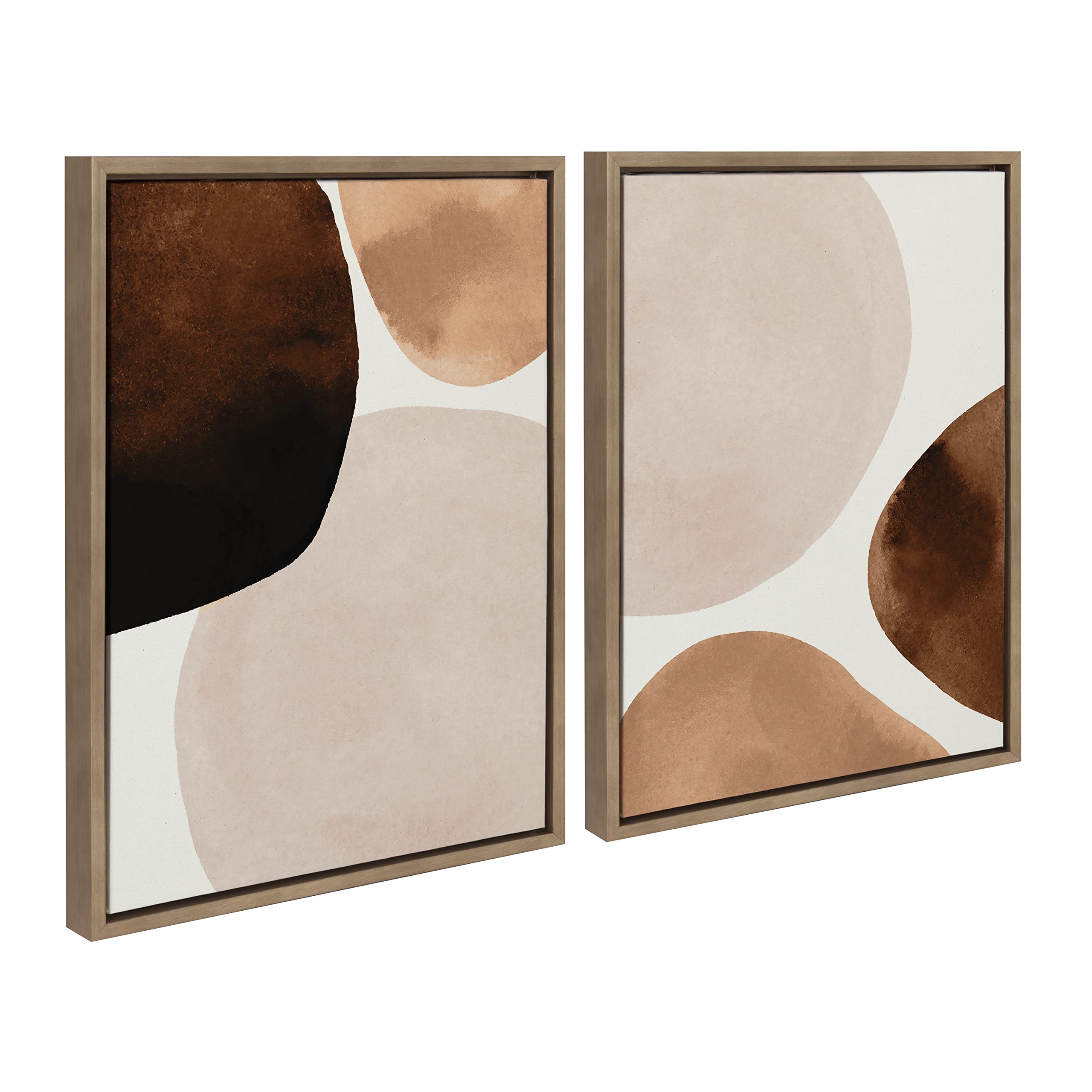 Amy Lighthall Framed Canvas Wall Art Set - Abstract Gold Sylvie Shapes I & II Prints (18x24 inches, Set of 2) | Modern Home Decor for Living Room, Bedroom & Office
