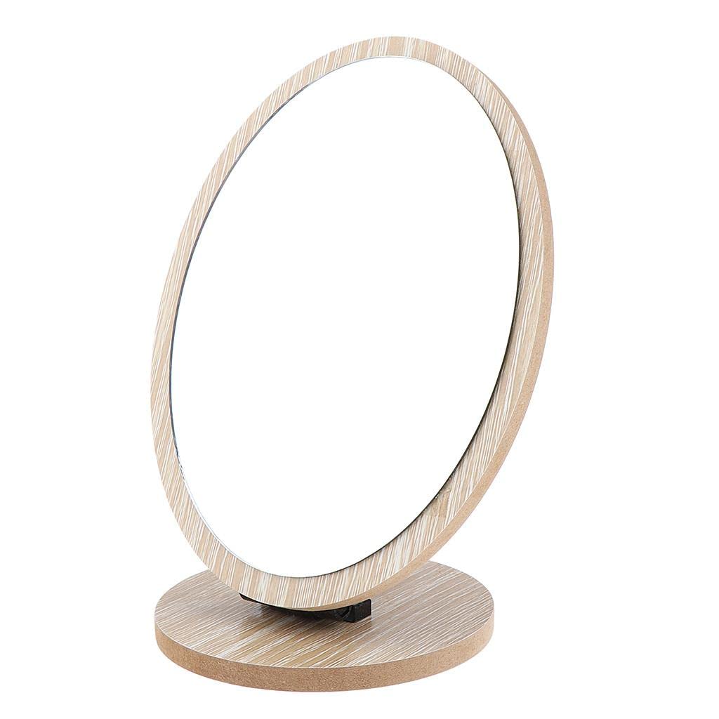 Losa Round Wooden Standing Mirror with Frame & Stand - Perfect for Vanity, Dressing Table, and Makeup Station - Elegant Home & Salon Decor